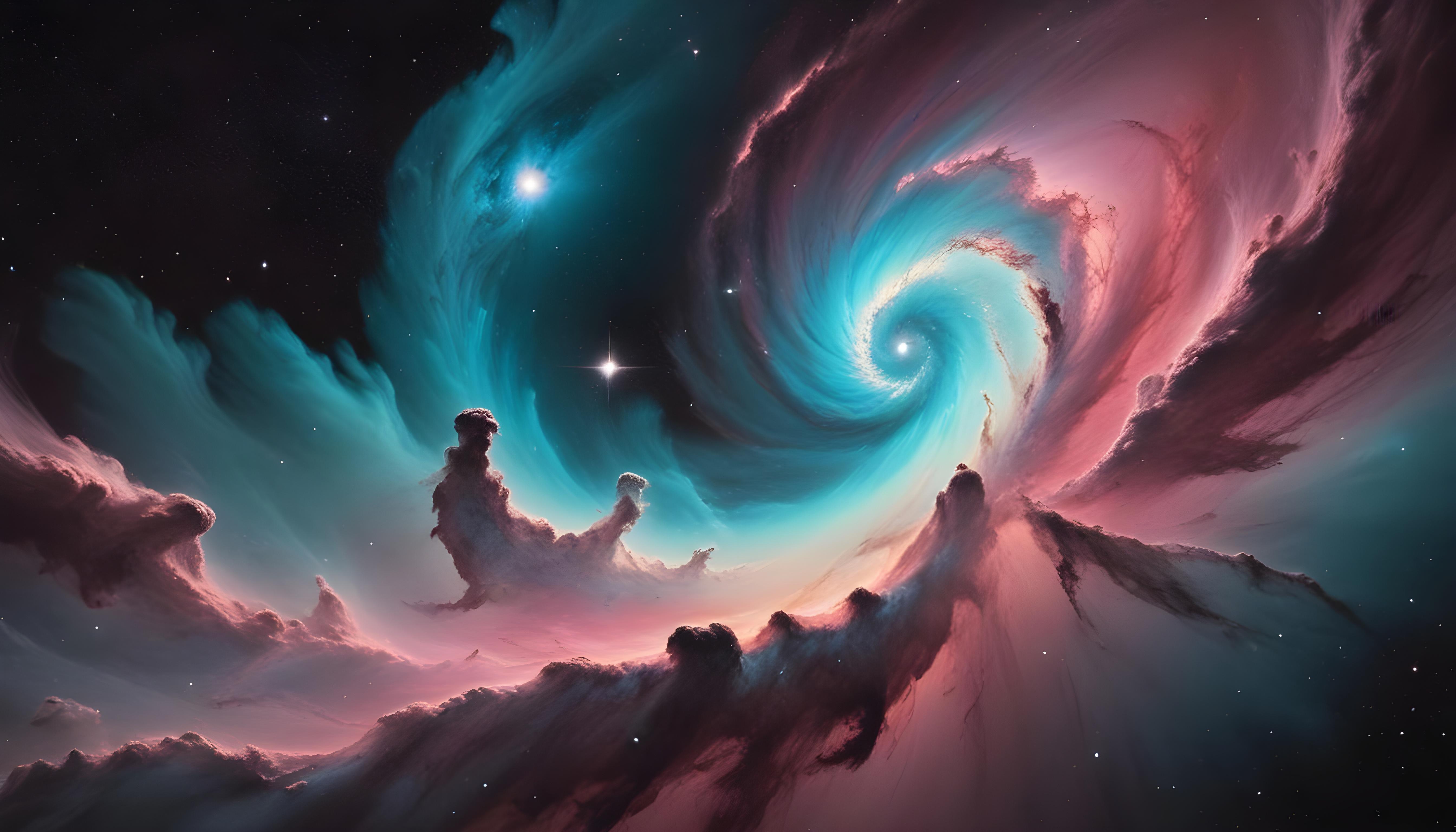 Mesmerizing Spiral Galaxy and Deep Space Nebula Illustration Background