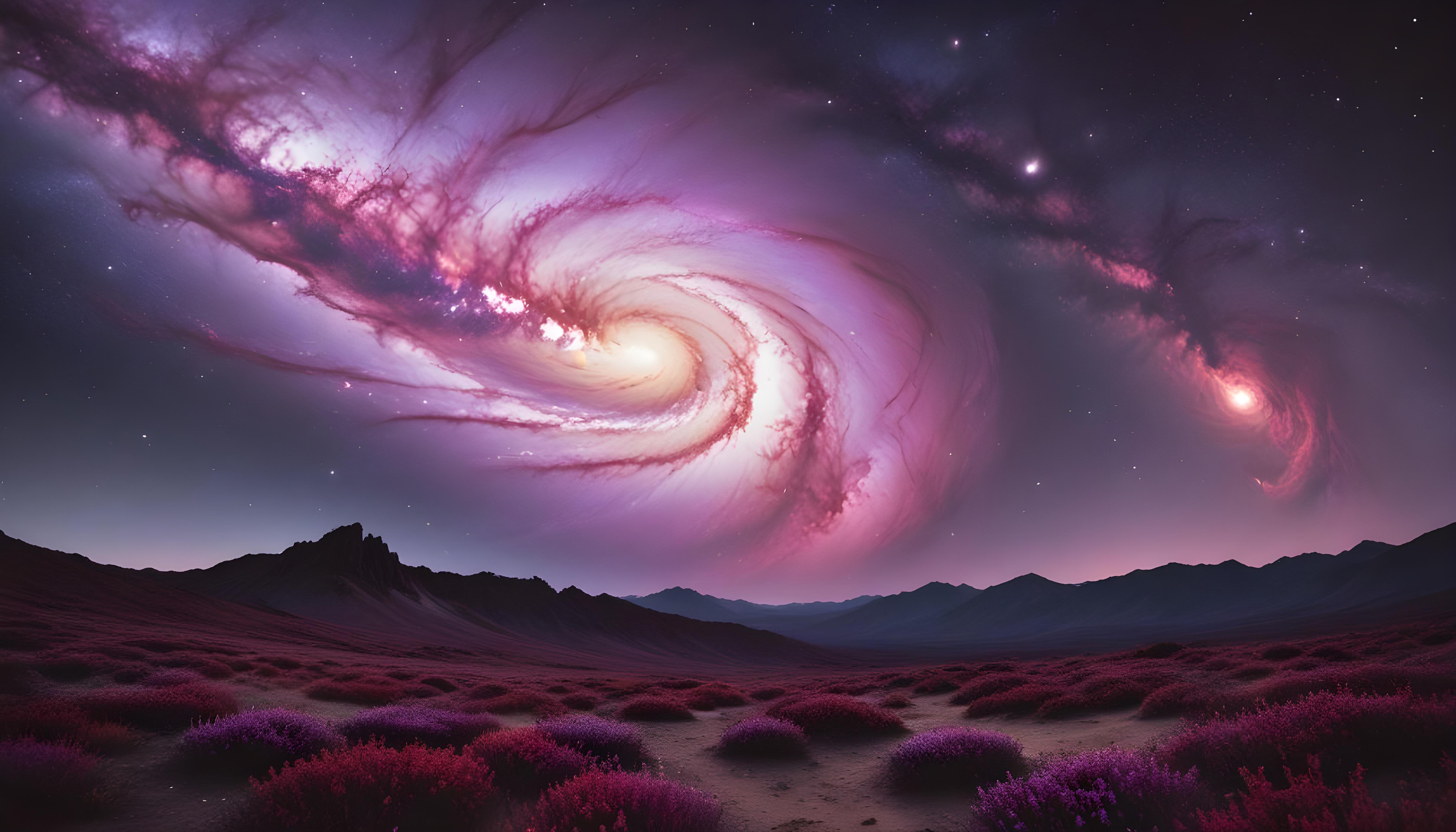 Mesmerizing Spiral Galaxy and Deep Space Nebula Illustration Background