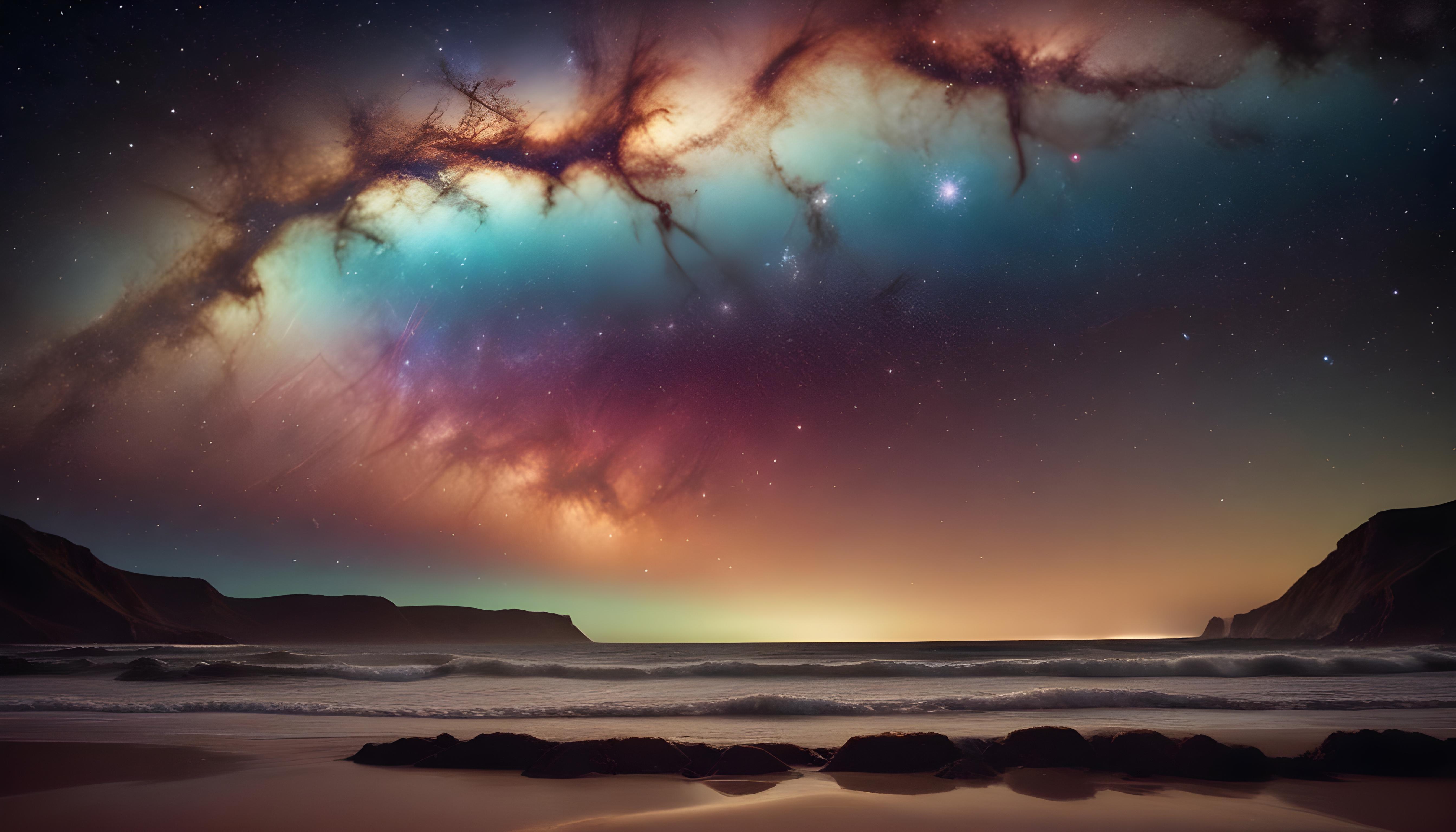 Mesmerizing Spiral Galaxy and Deep Space Nebula Illustration Background