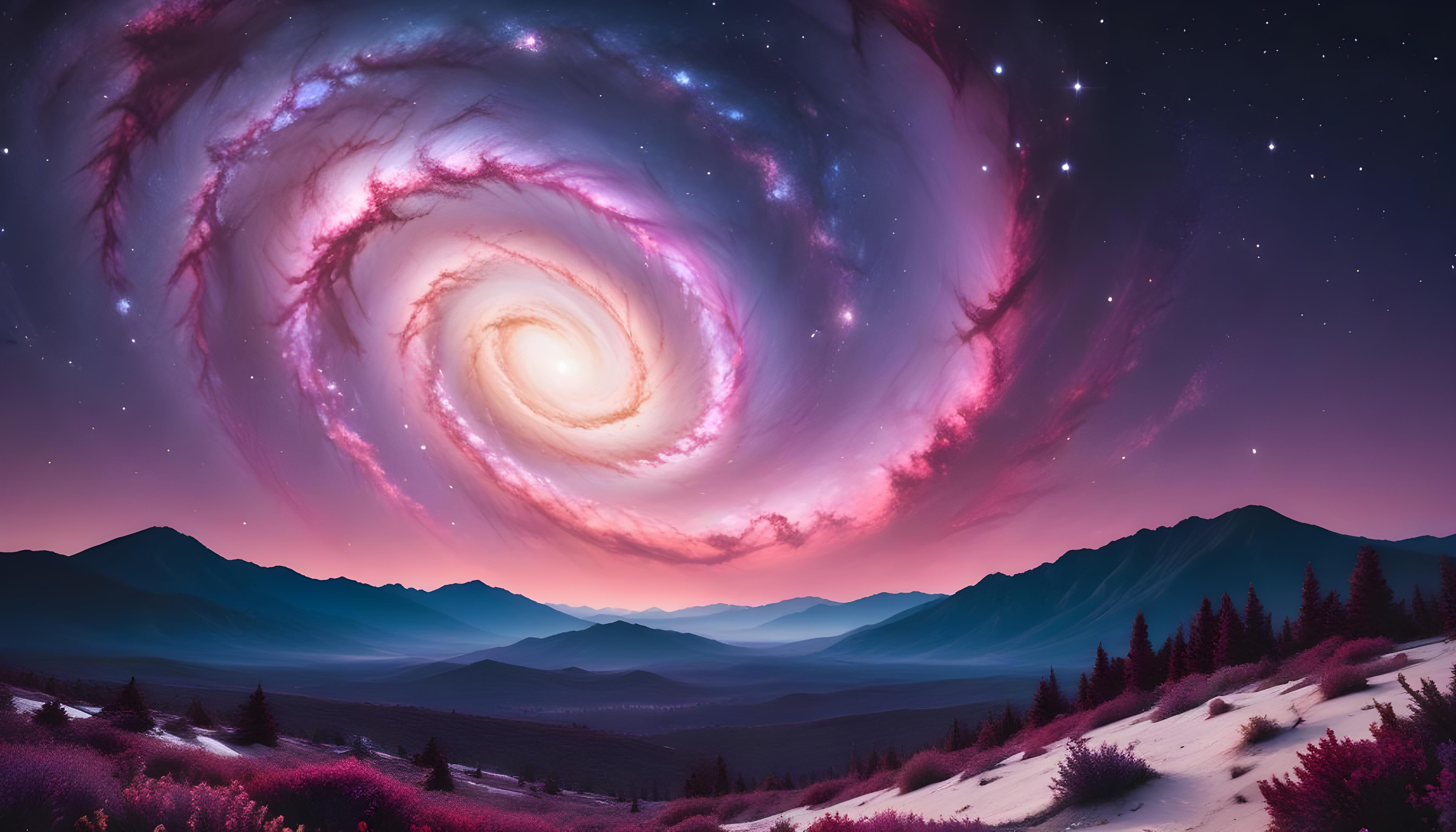 Mesmerizing Spiral Galaxy and Deep Space Nebula Illustration Background