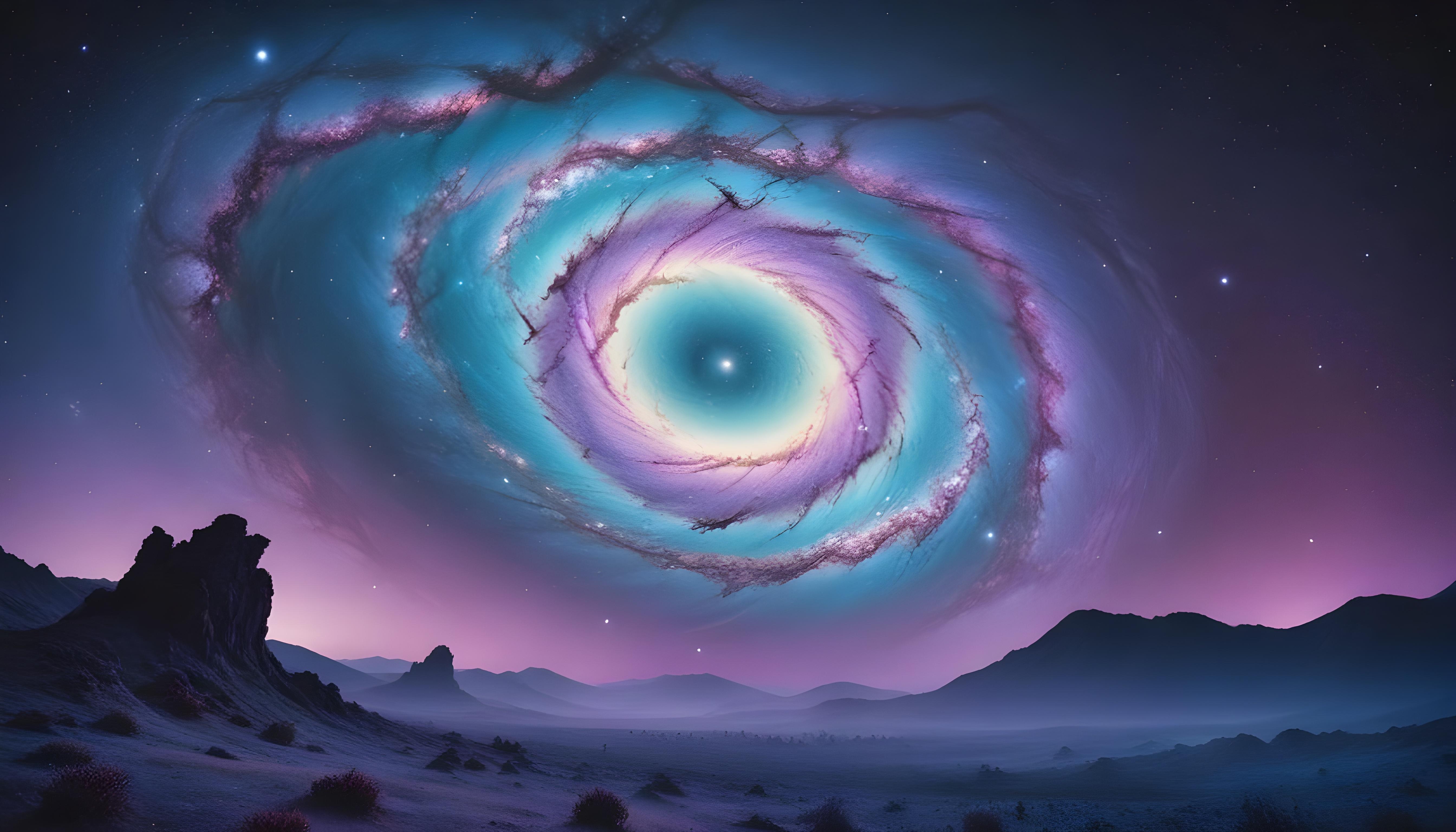Mesmerizing Spiral Galaxy and Deep Space Nebula Illustration Background