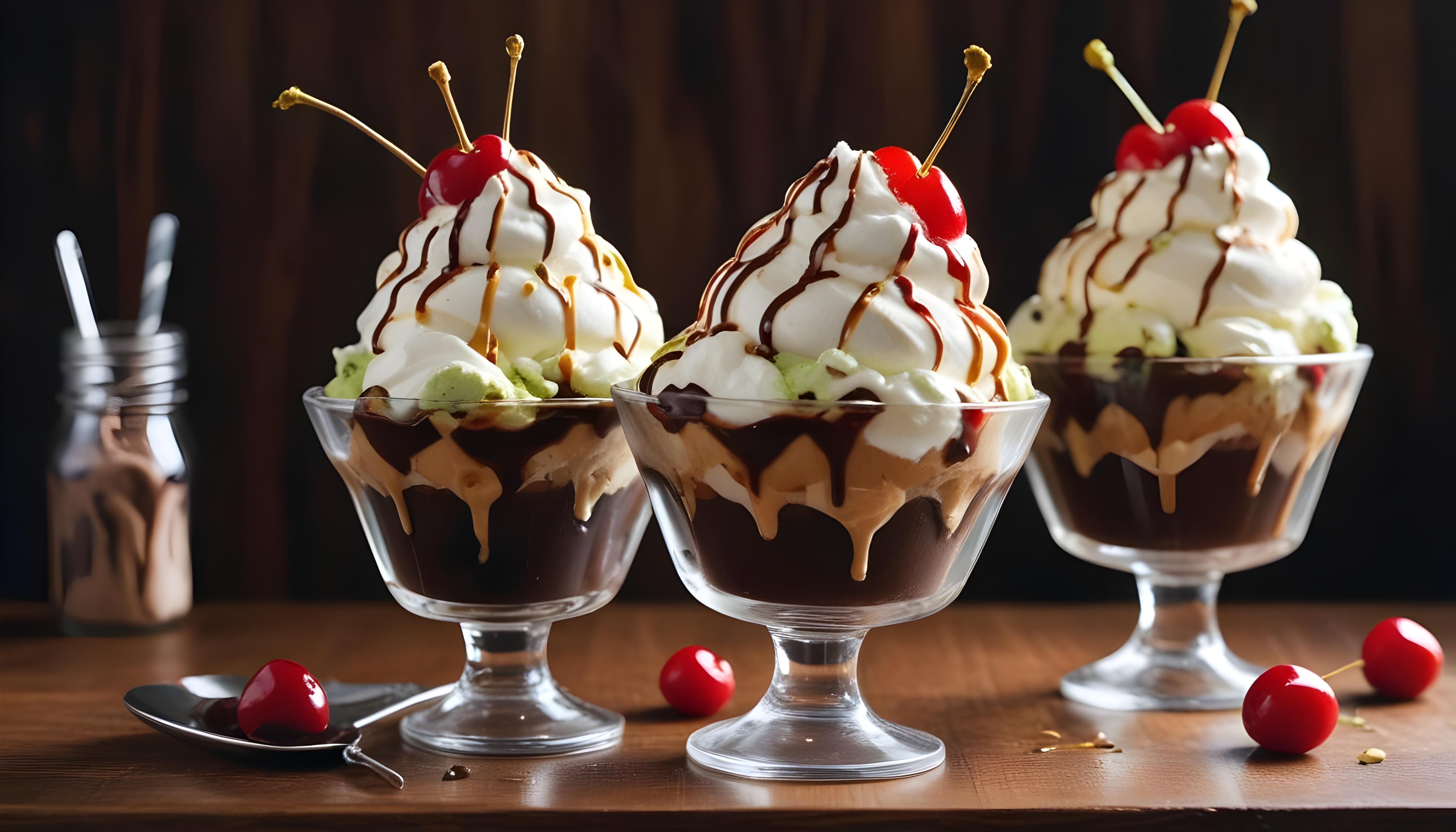 Colorful Soft Serve Ice Cream Cones with Whimsical Dessert Theme Background