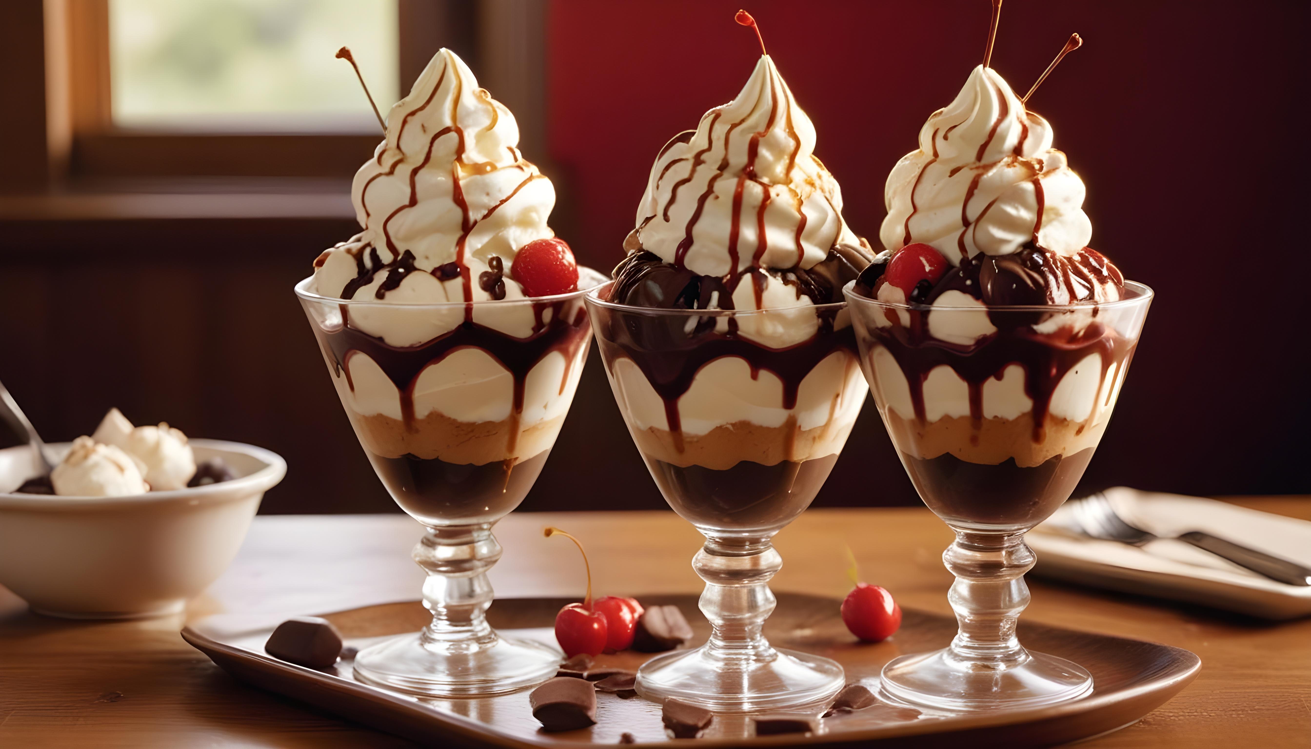 Colorful Soft Serve Ice Cream Cones with Whimsical Dessert Theme Background