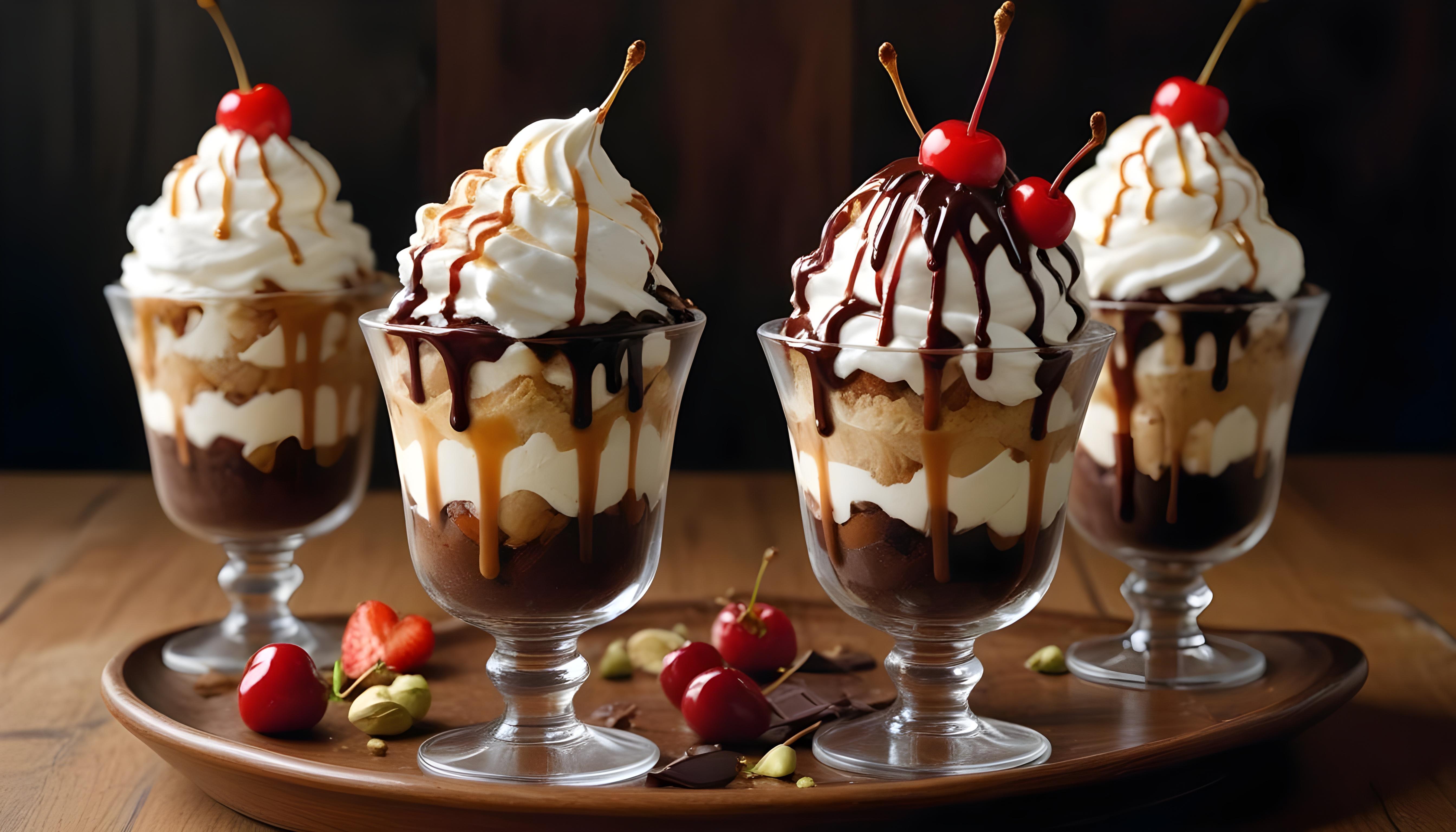 Colorful Soft Serve Ice Cream Cones with Whimsical Dessert Theme Background