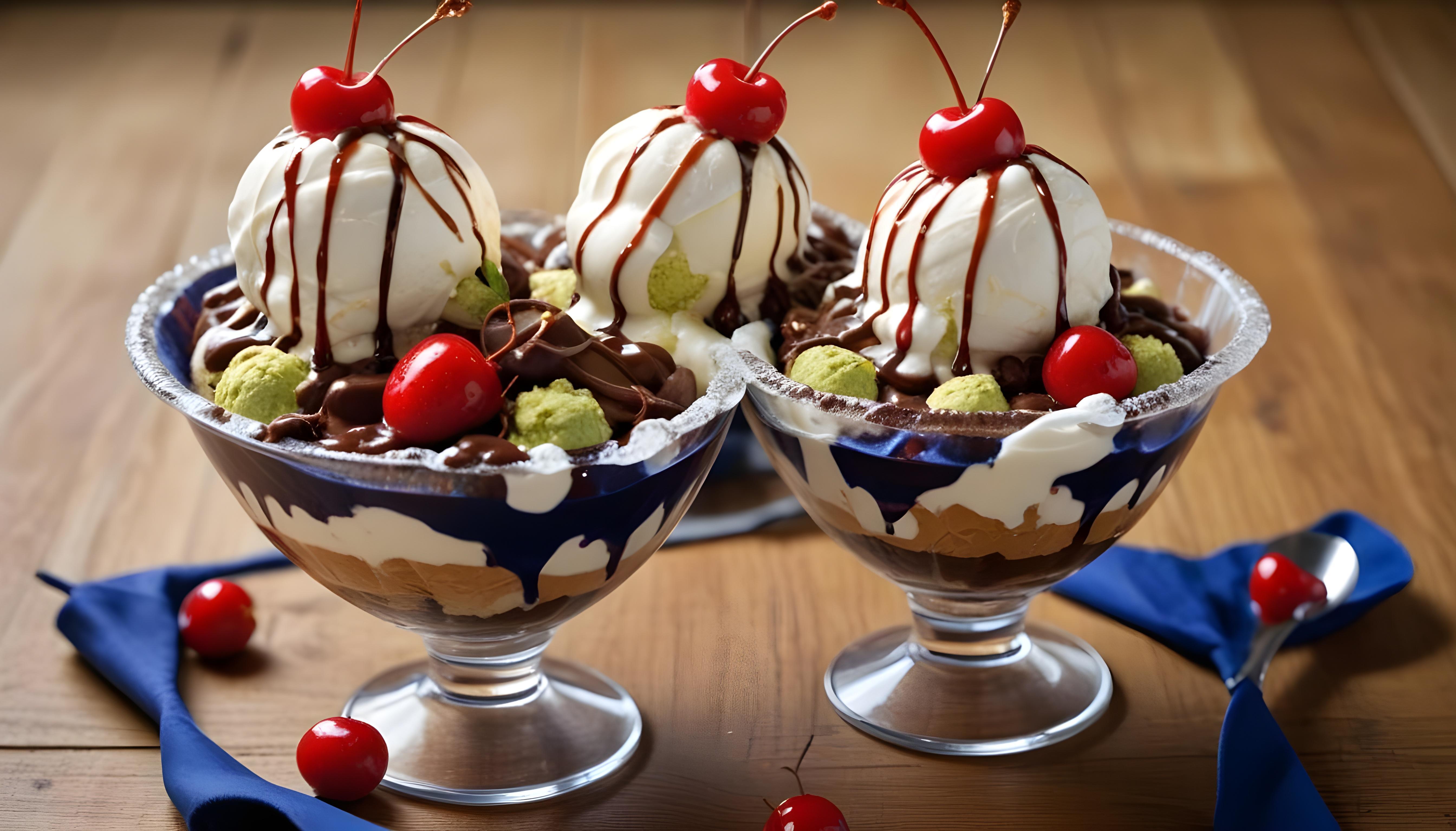 Colorful Soft Serve Ice Cream Cones with Whimsical Dessert Theme Background