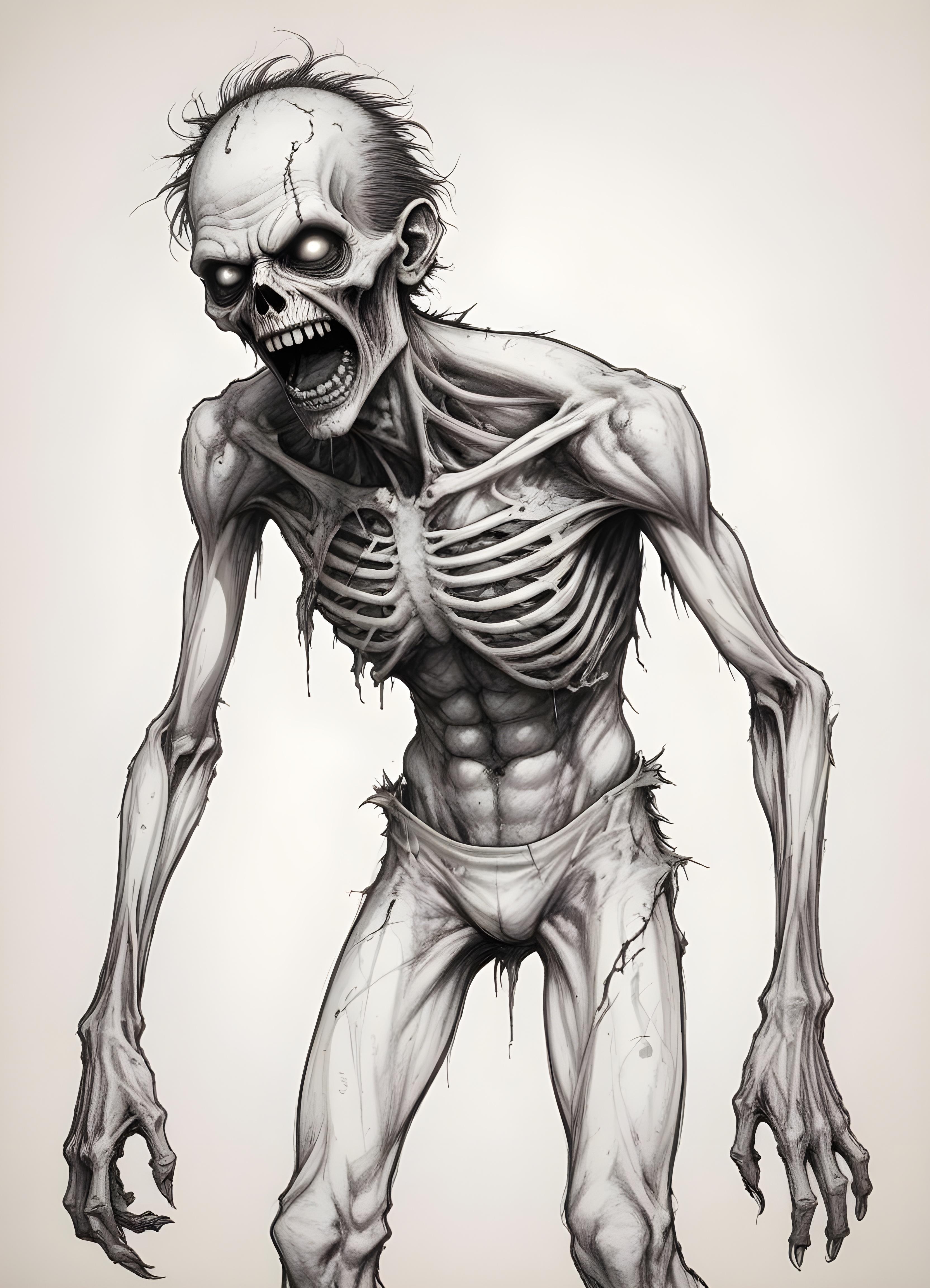 Detailed Zombie and Undead Horror Character Sketch Illustration Artwork