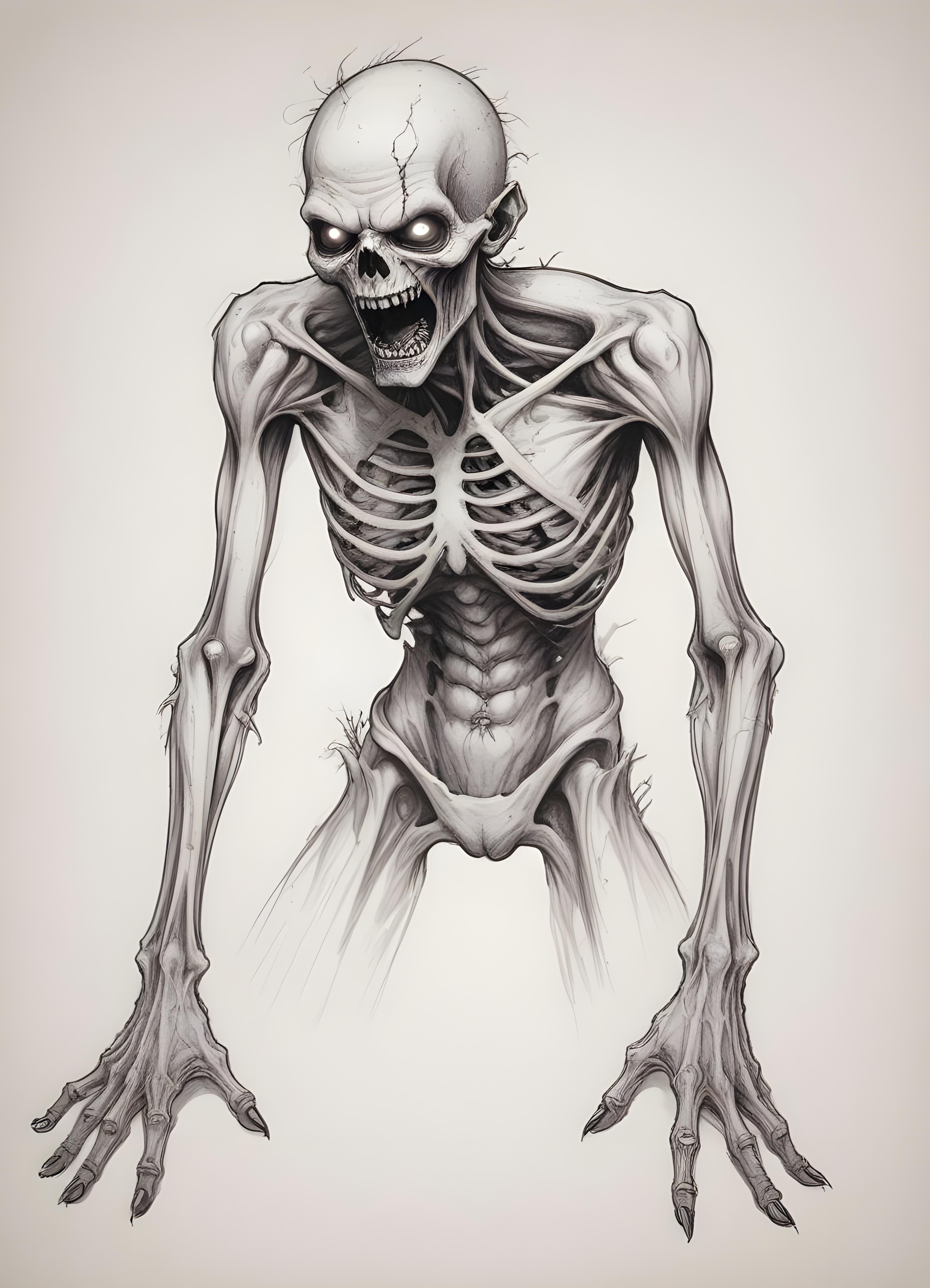 Detailed Zombie and Undead Horror Character Sketch Illustration Artwork