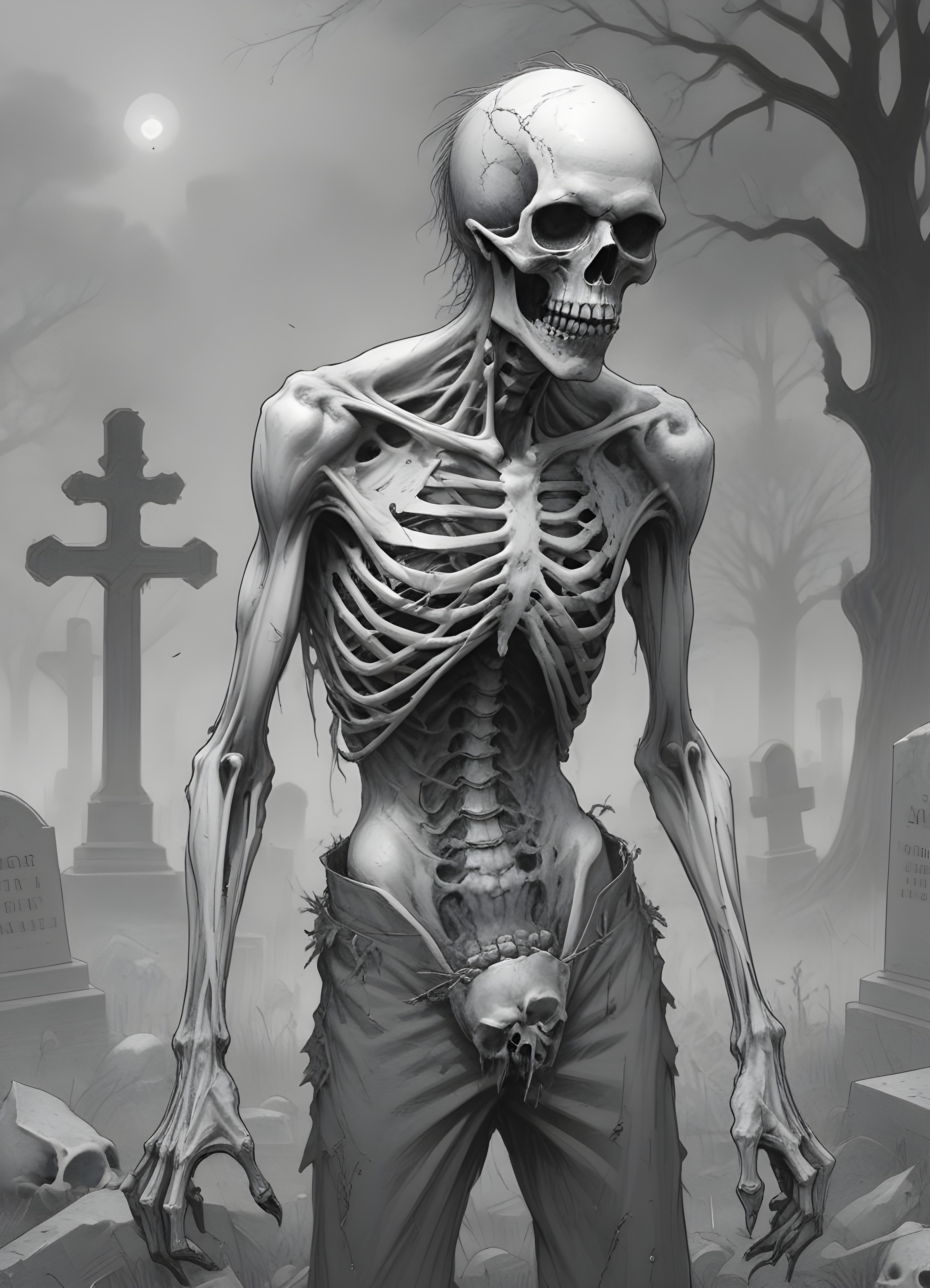 Detailed Zombie and Undead Horror Character Sketch Illustration Artwork