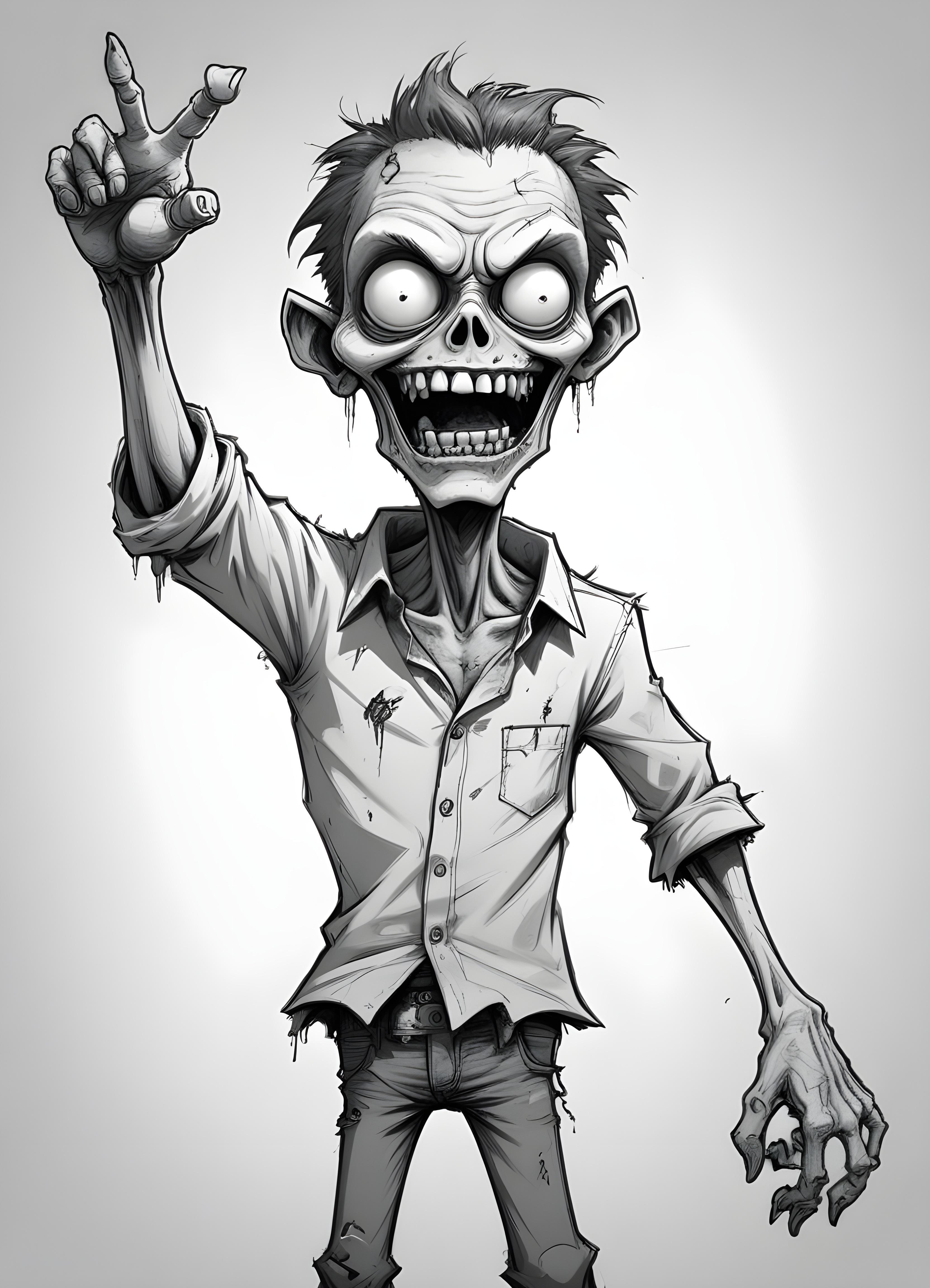 Detailed Zombie and Undead Horror Character Sketch Illustration Artwork