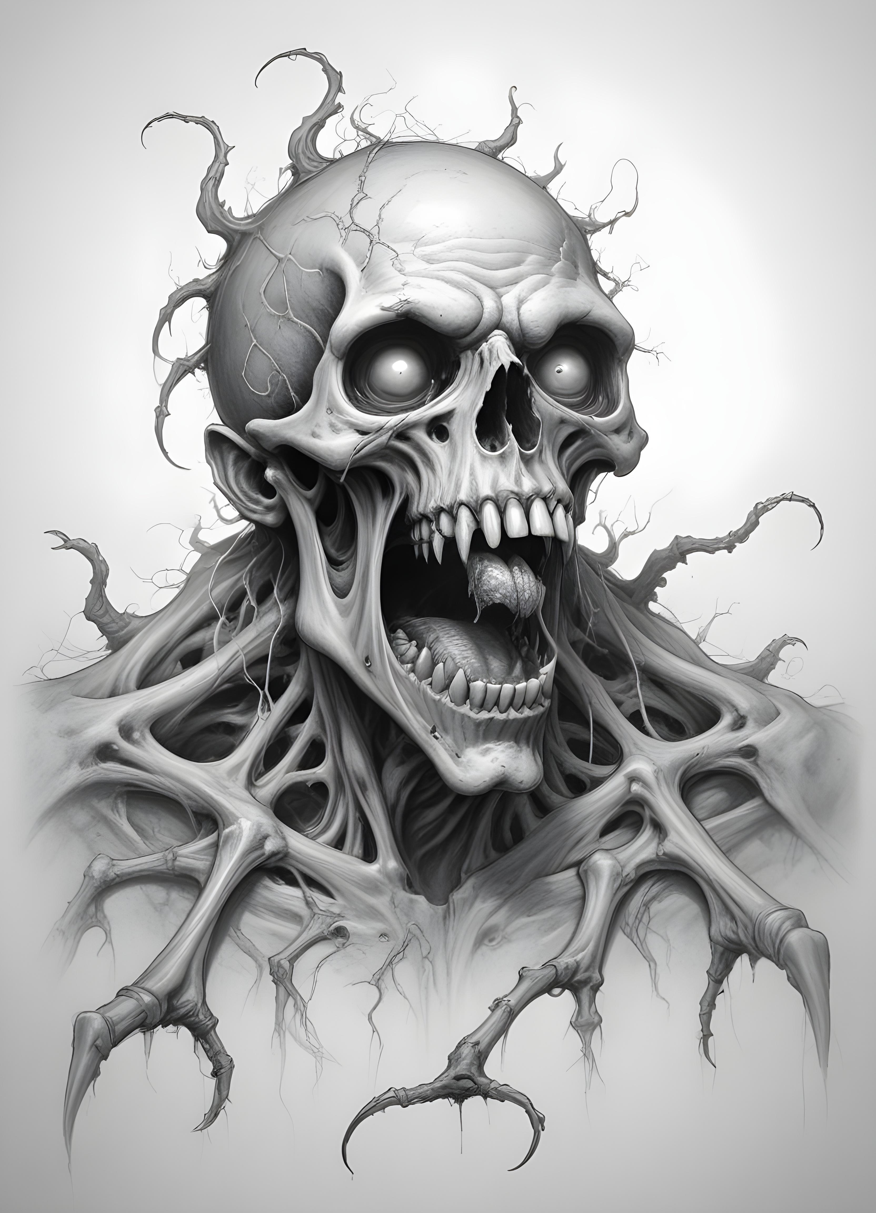 Detailed Zombie and Undead Horror Character Sketch Illustration Artwork