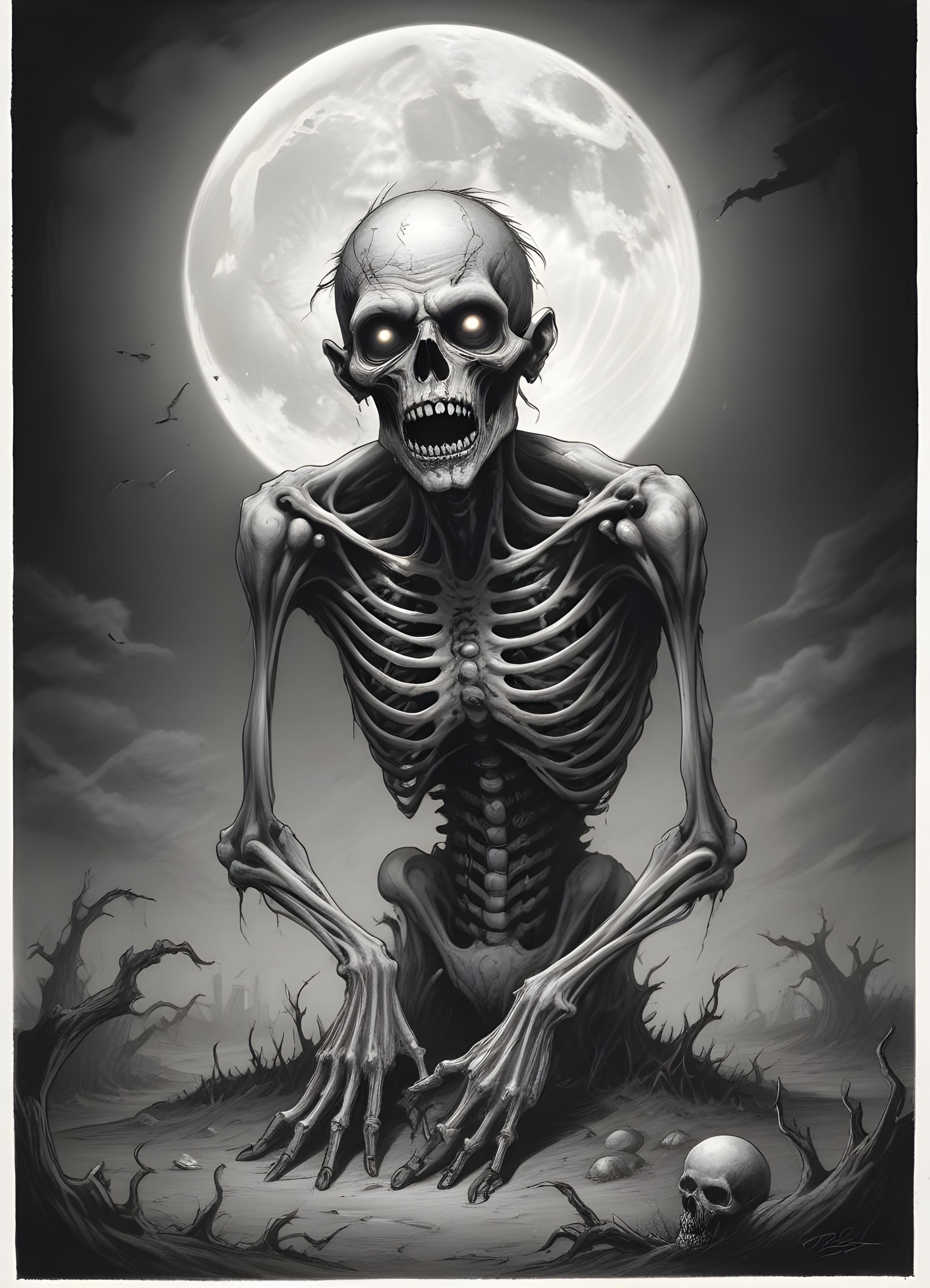 Detailed Zombie and Undead Horror Character Sketch Illustration Artwork