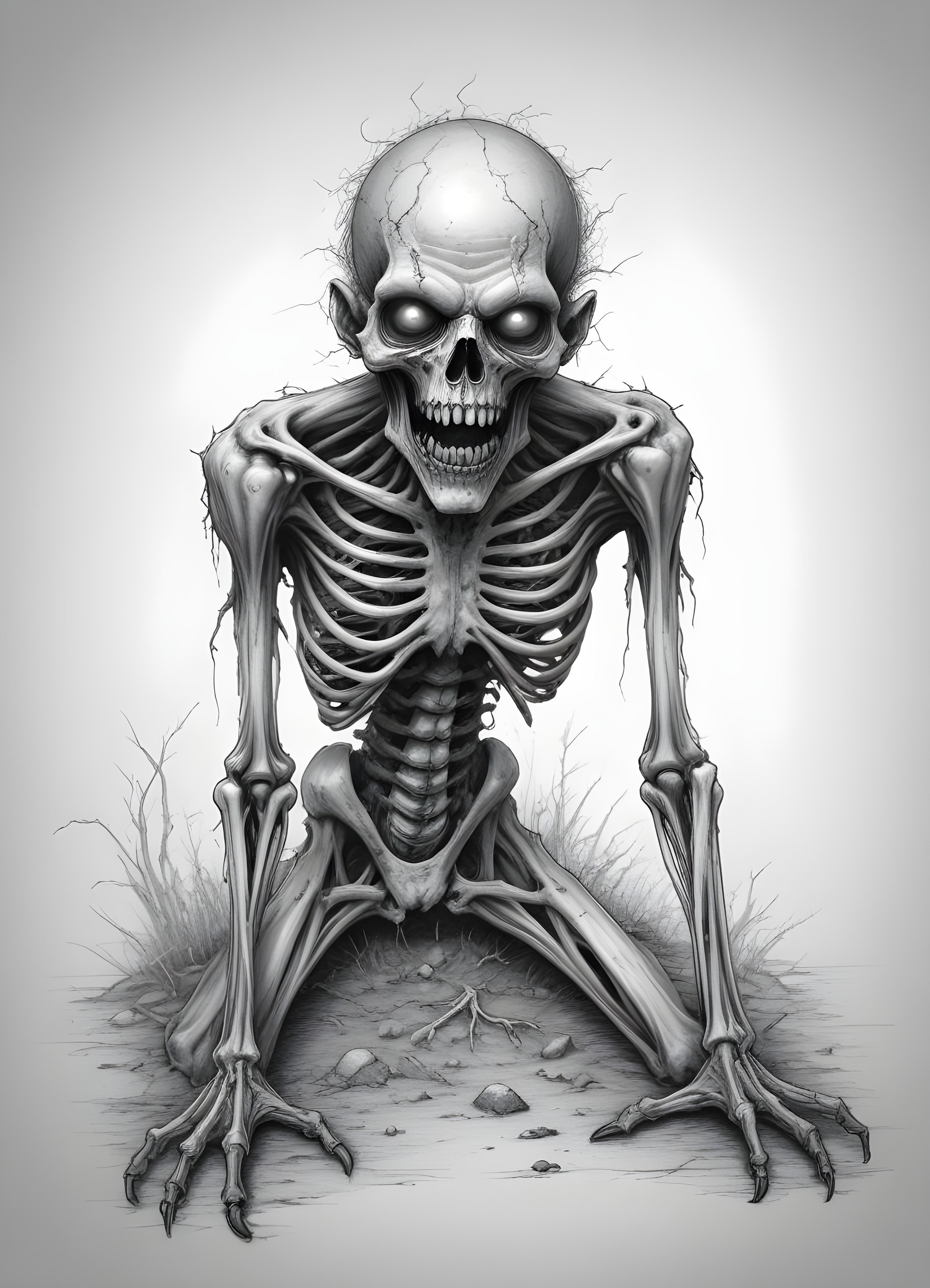 Detailed Zombie and Undead Horror Character Sketch Illustration Artwork
