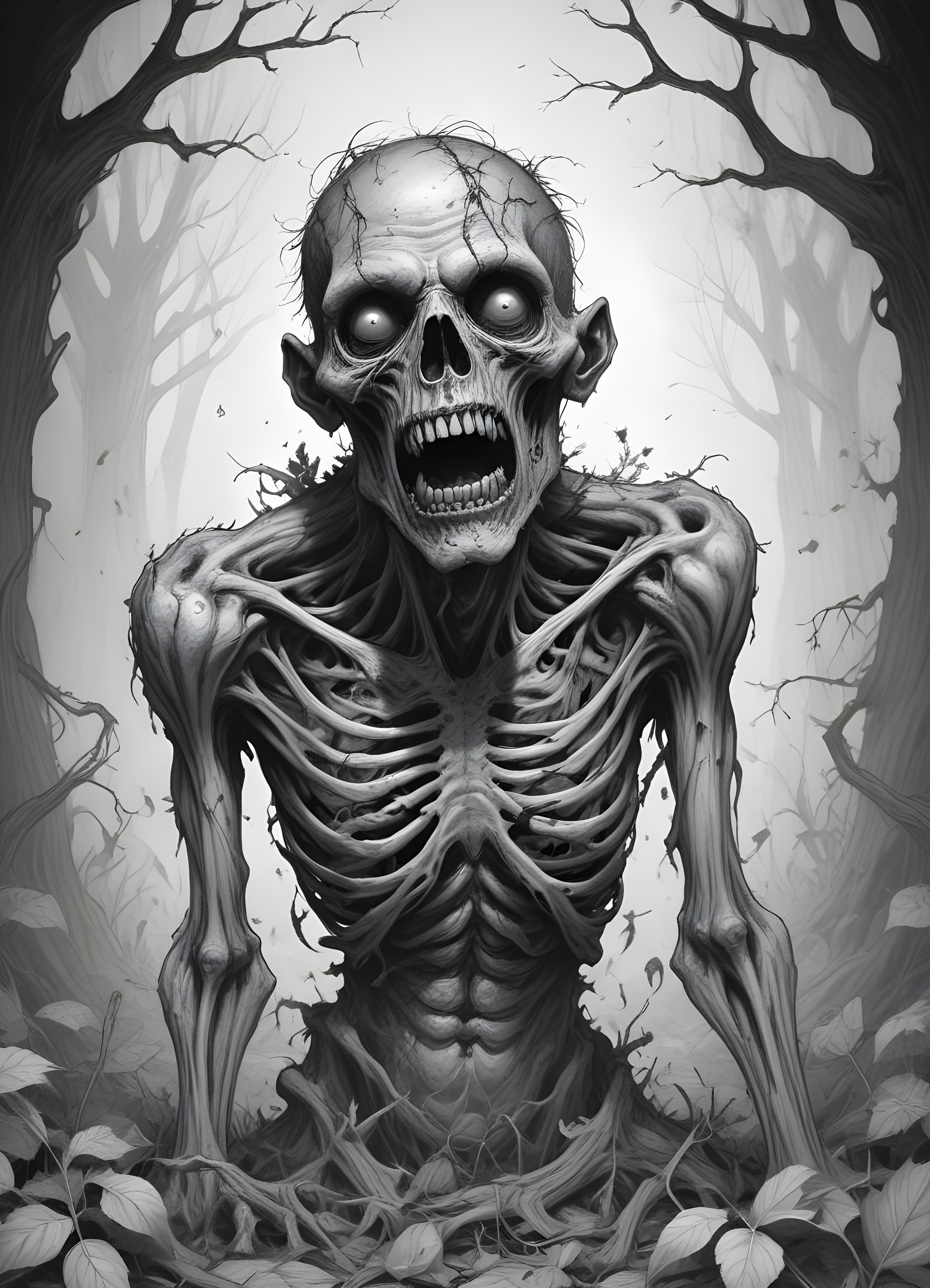 Detailed Zombie and Undead Horror Character Sketch Illustration Artwork