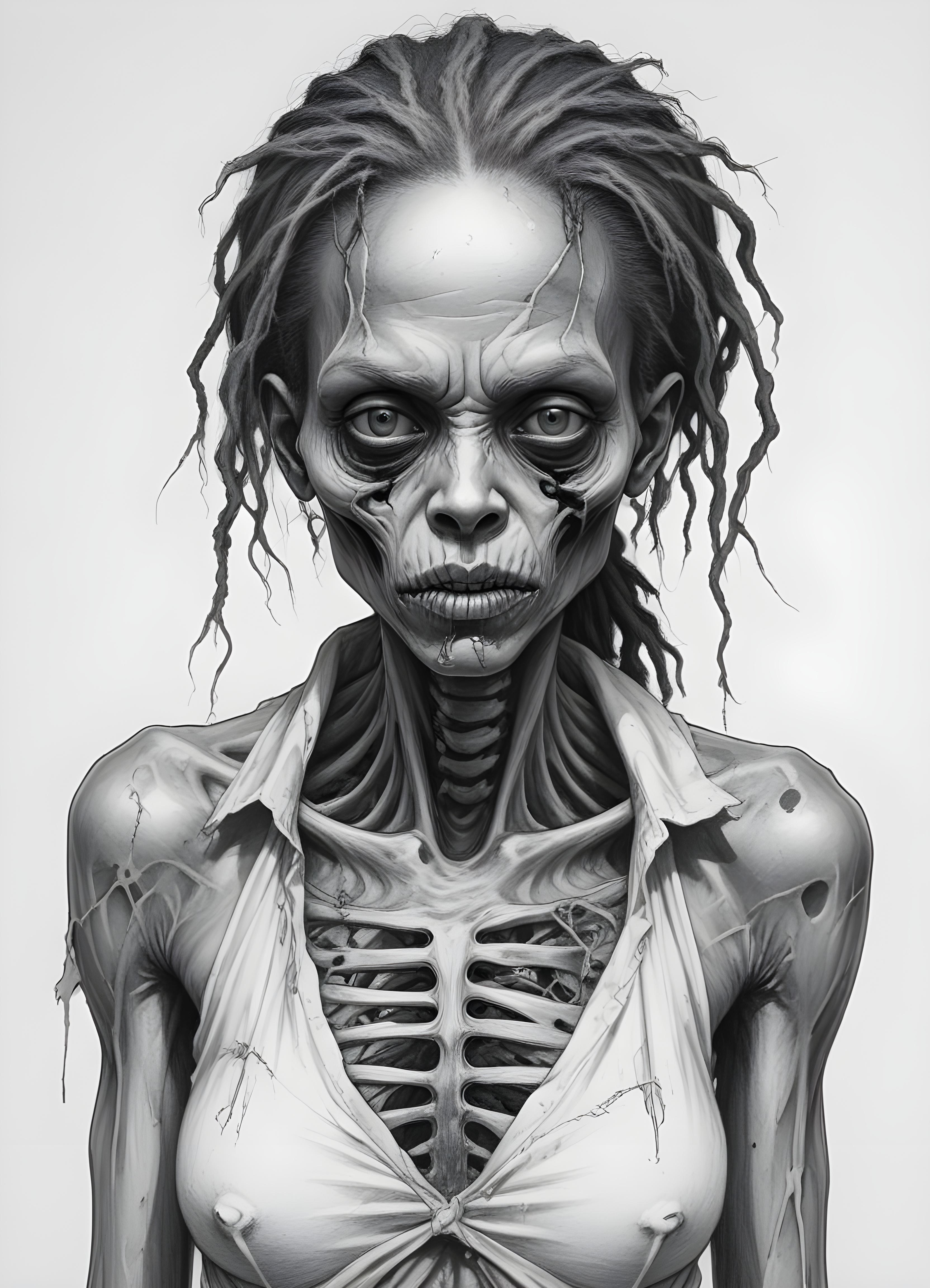Detailed Zombie and Undead Horror Character Sketch Illustration Artwork