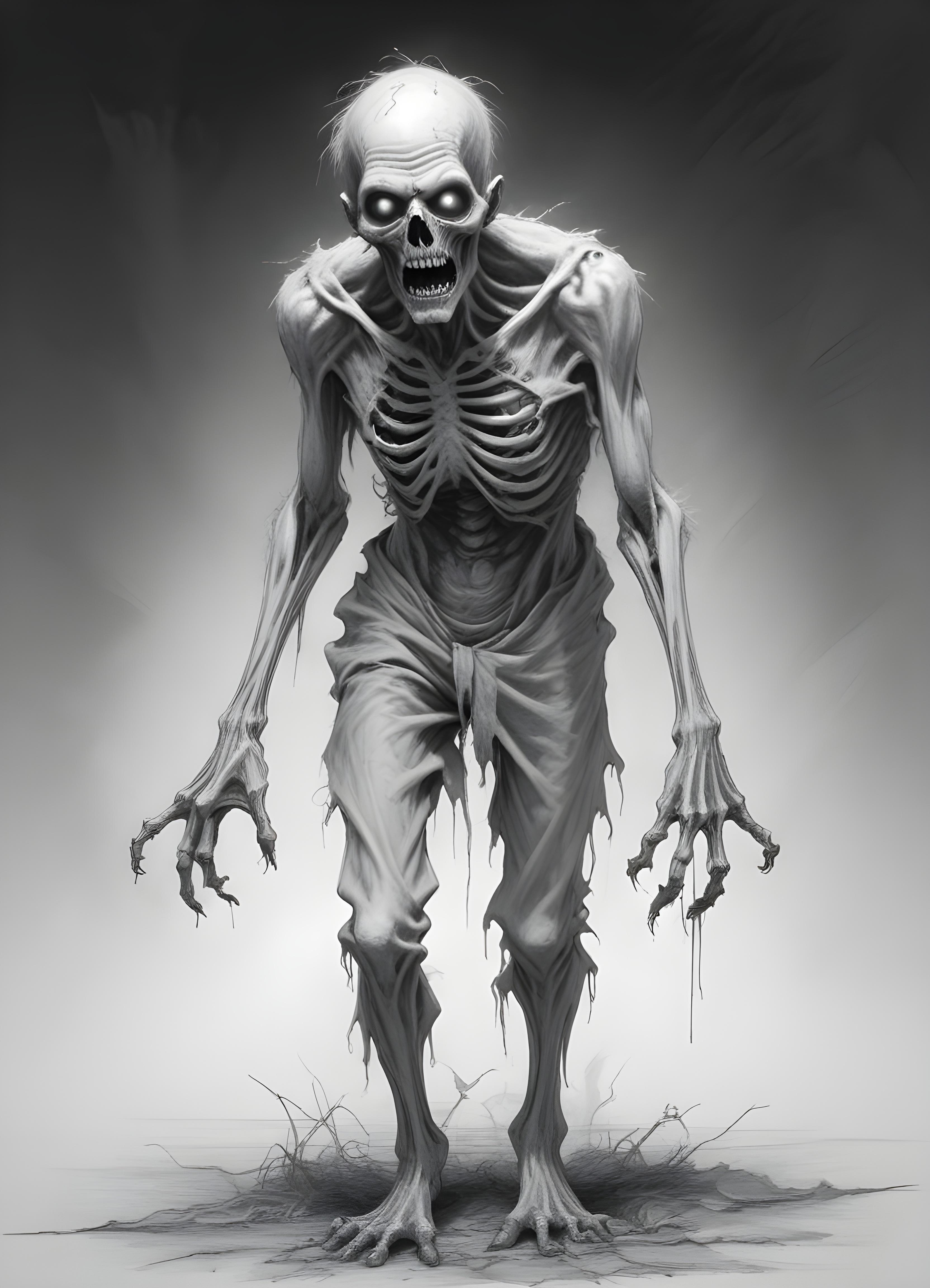 Detailed Zombie and Undead Horror Character Sketch Illustration Artwork