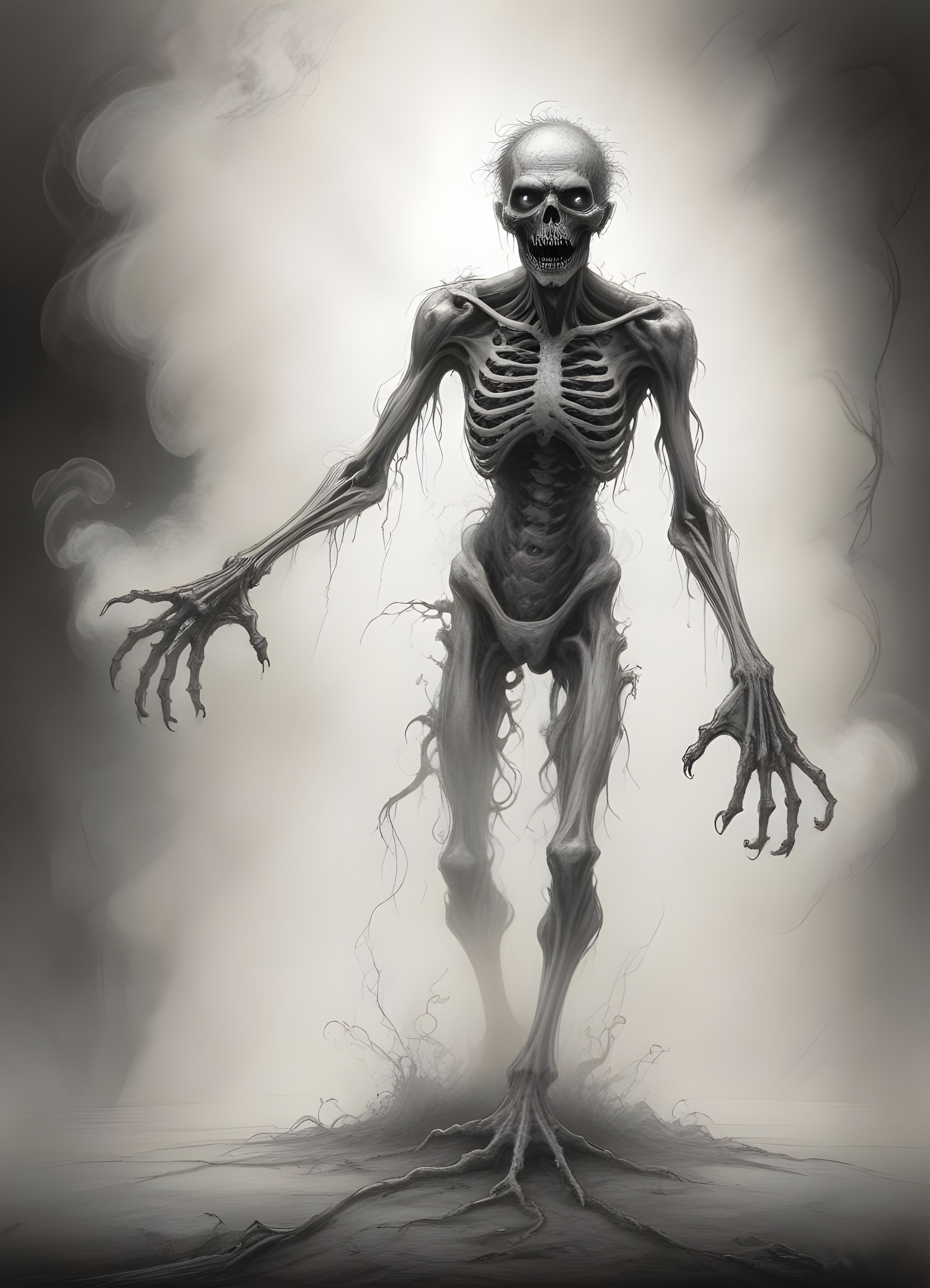 Detailed Zombie and Undead Horror Character Sketch Illustration Artwork