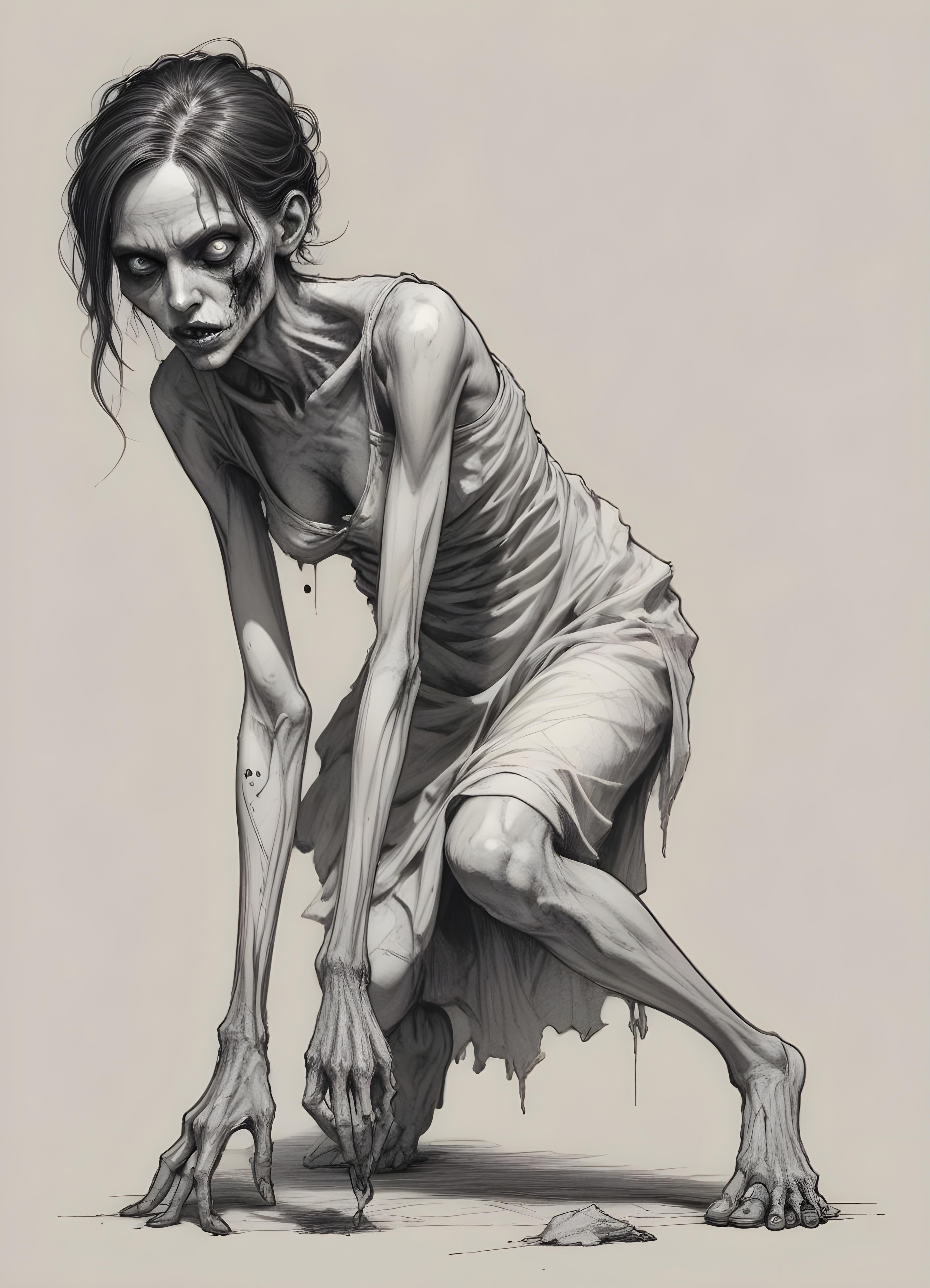 Detailed Zombie and Undead Horror Character Sketch Illustration Artwork