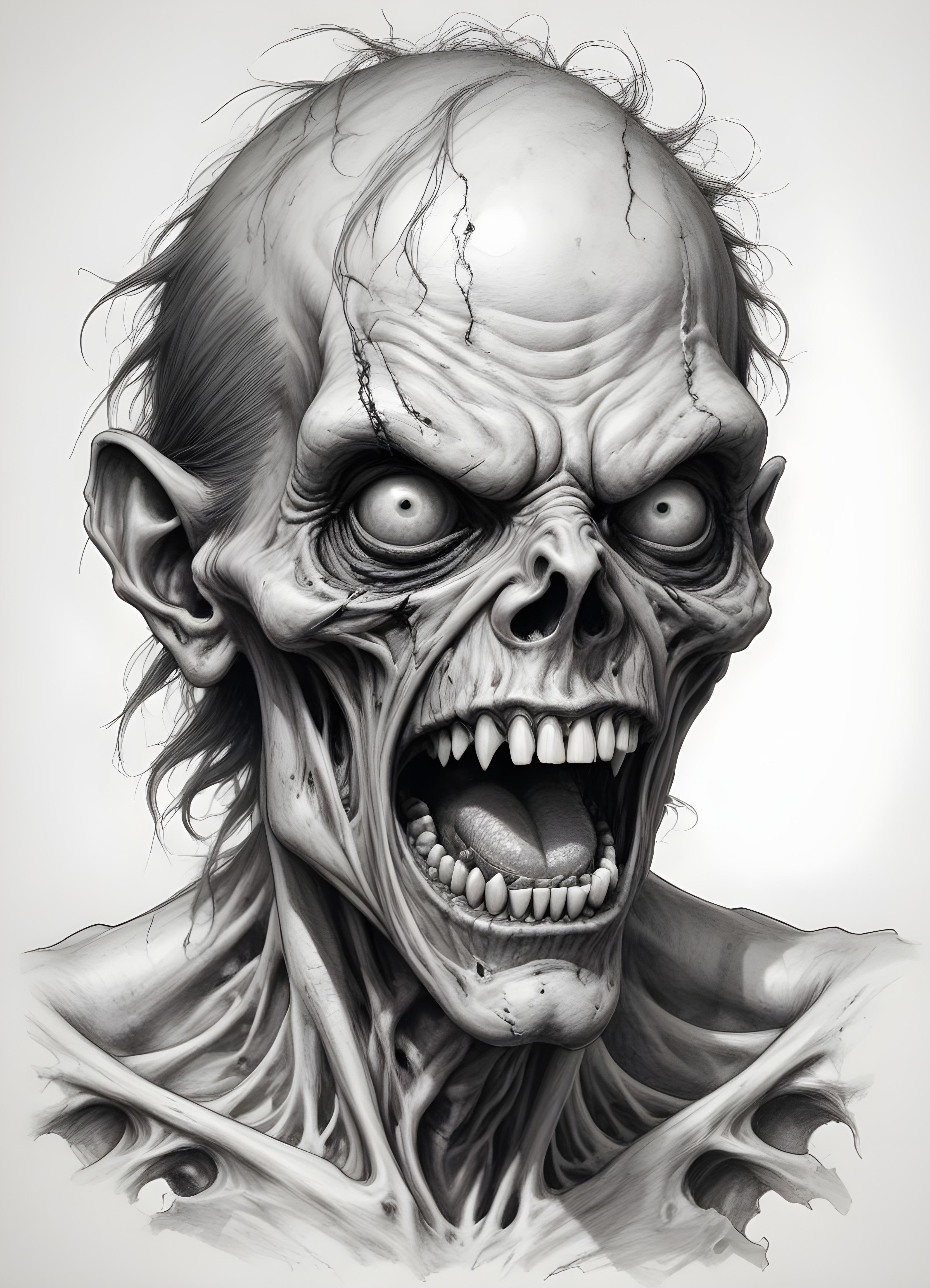 Detailed Zombie and Undead Horror Character Sketch Illustration Artwork