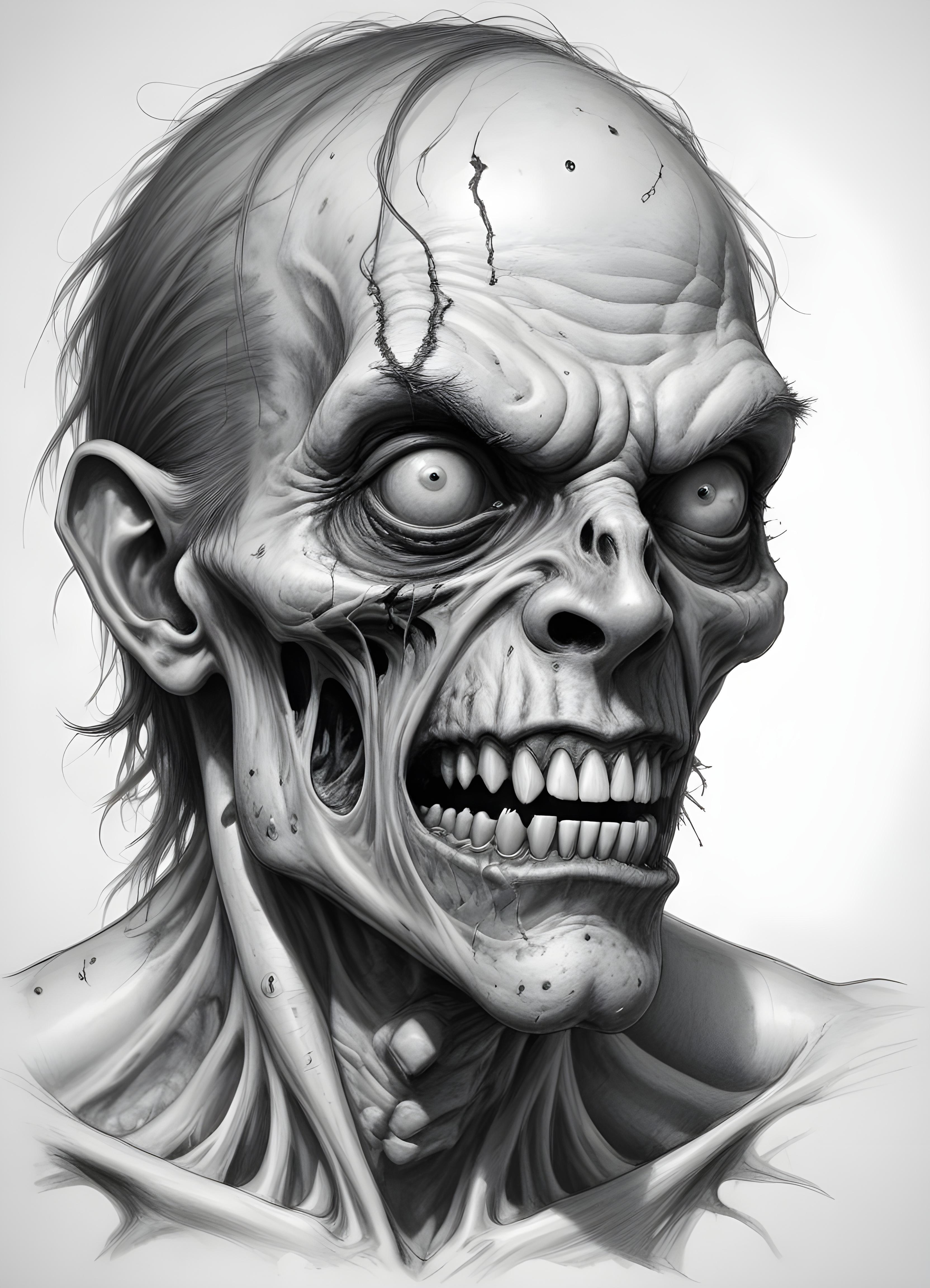 Detailed Zombie and Undead Horror Character Sketch Illustration Artwork
