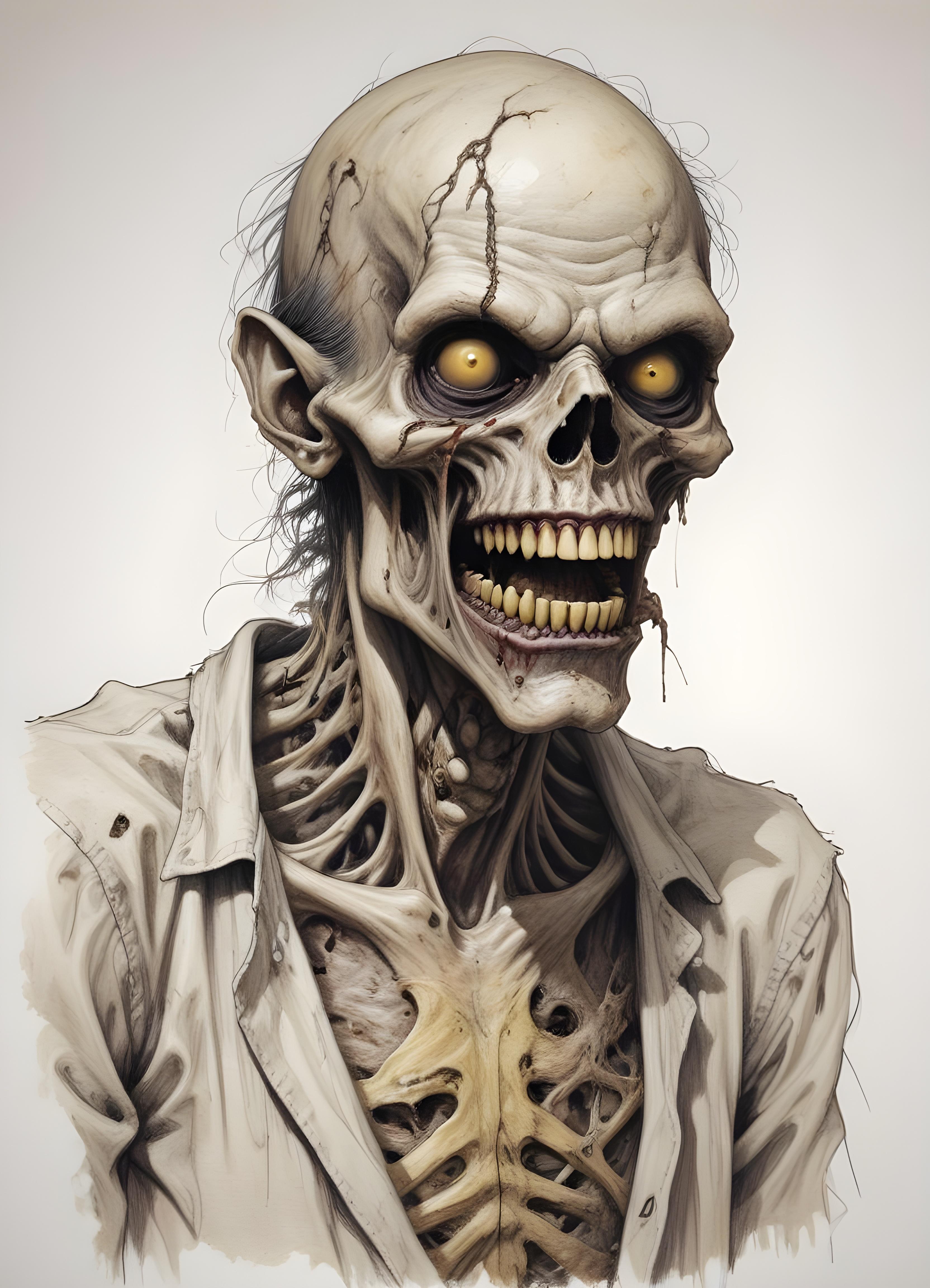 Detailed Zombie and Undead Horror Character Sketch Illustration Artwork