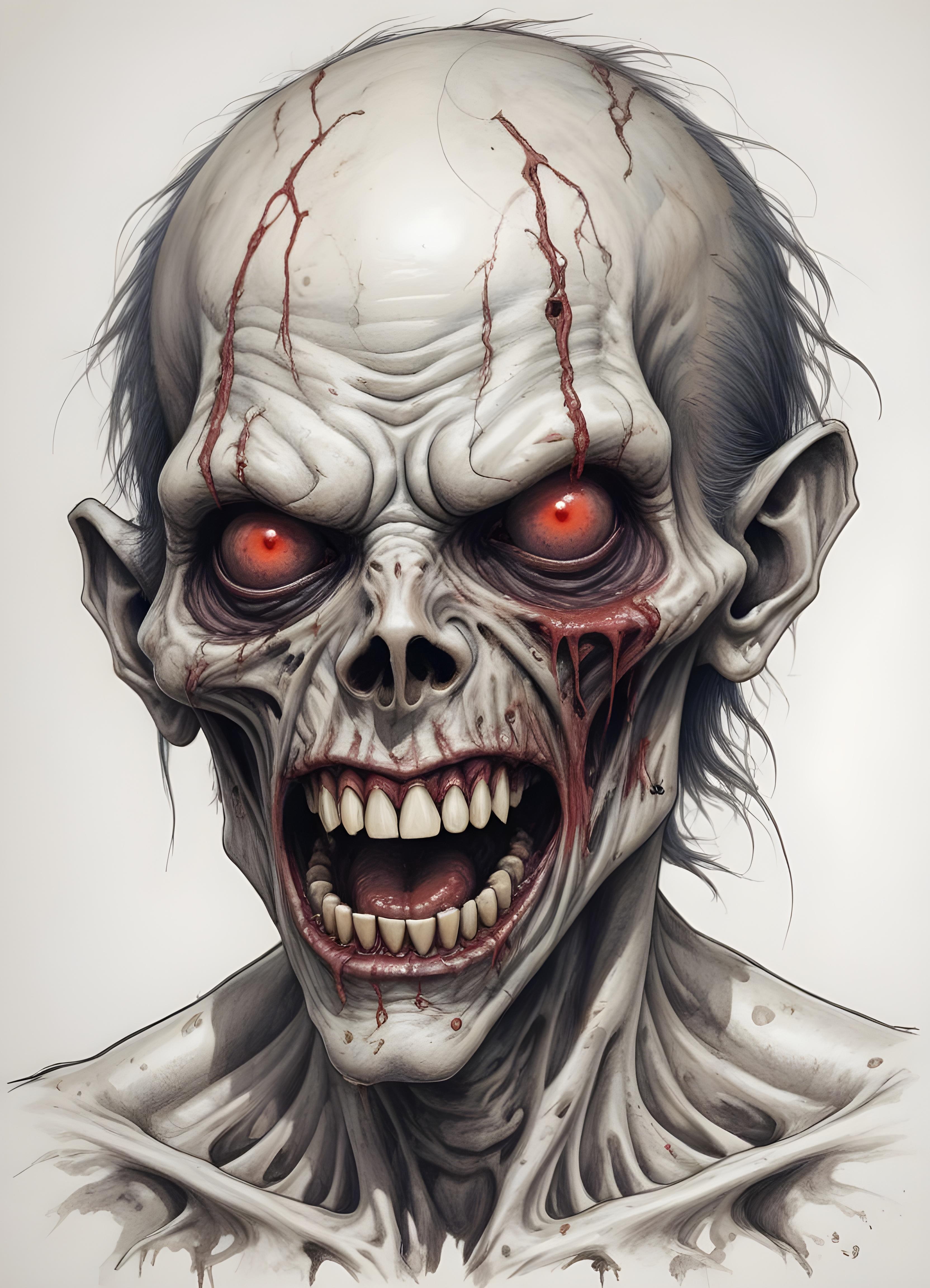 Detailed Zombie and Undead Horror Character Sketch Illustration Artwork