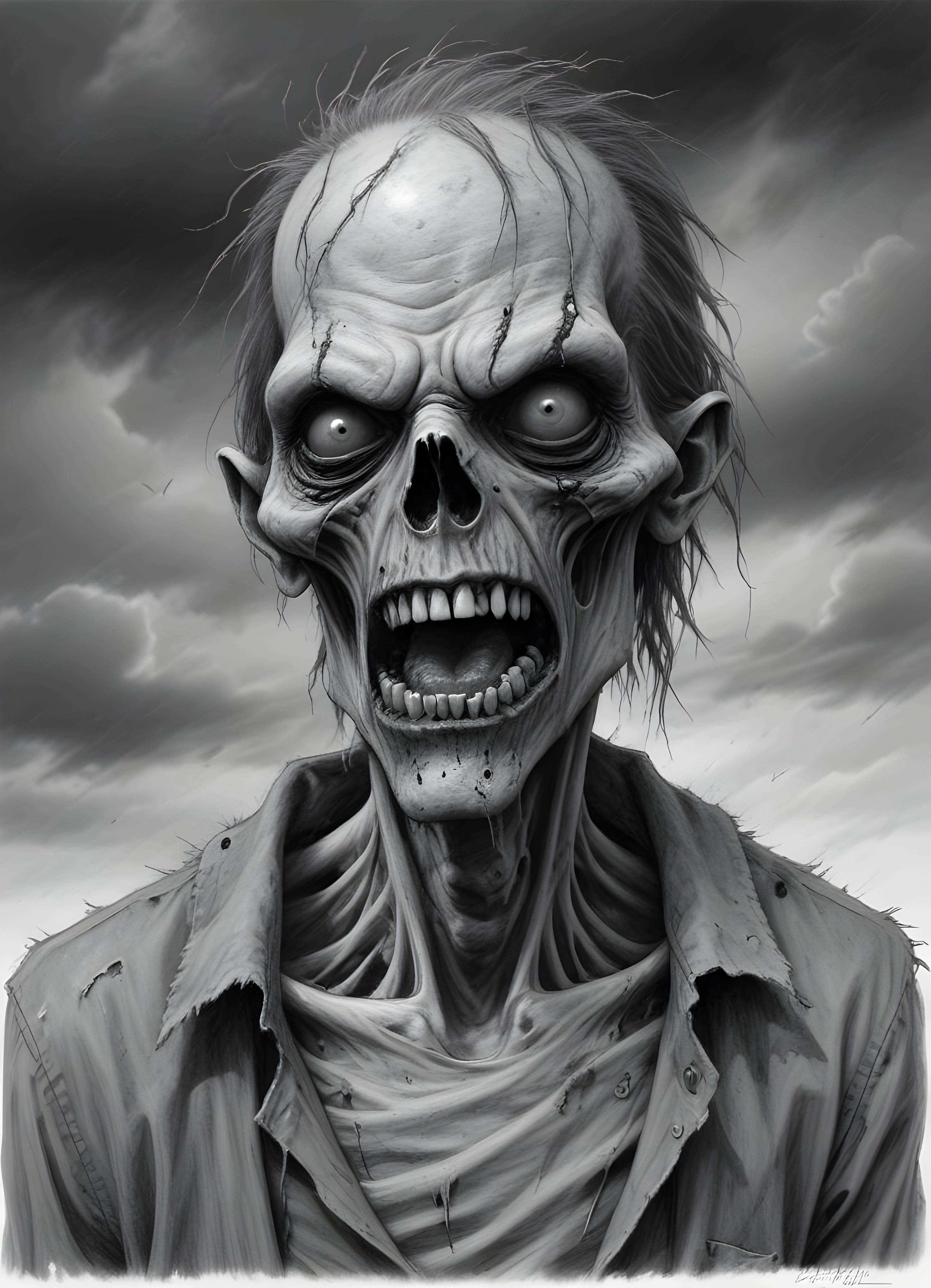 Detailed Zombie and Undead Horror Character Sketch Illustration Artwork