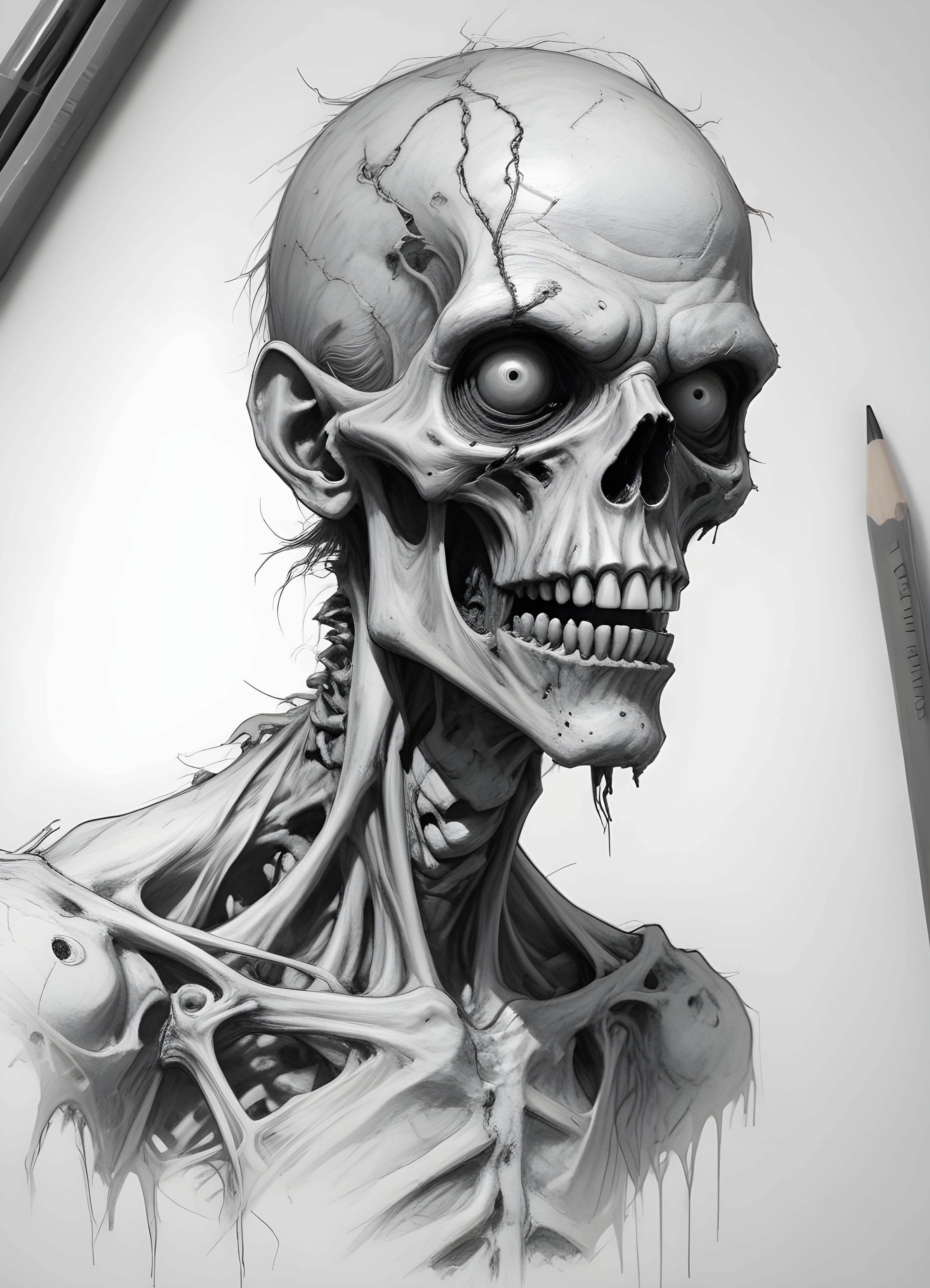 Detailed Zombie and Undead Horror Character Sketch Illustration Artwork