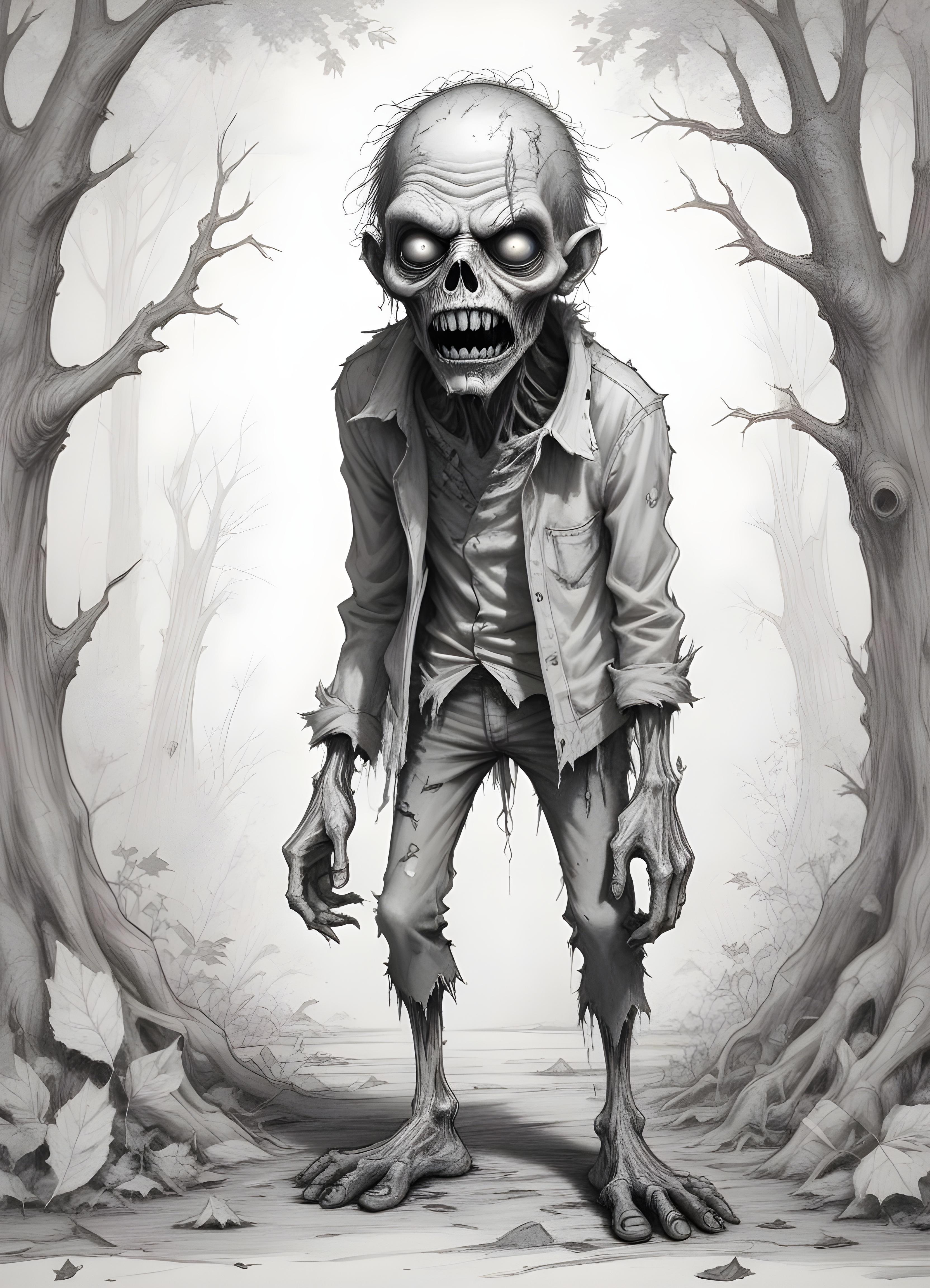 Detailed Zombie and Undead Horror Character Sketch Illustration Artwork