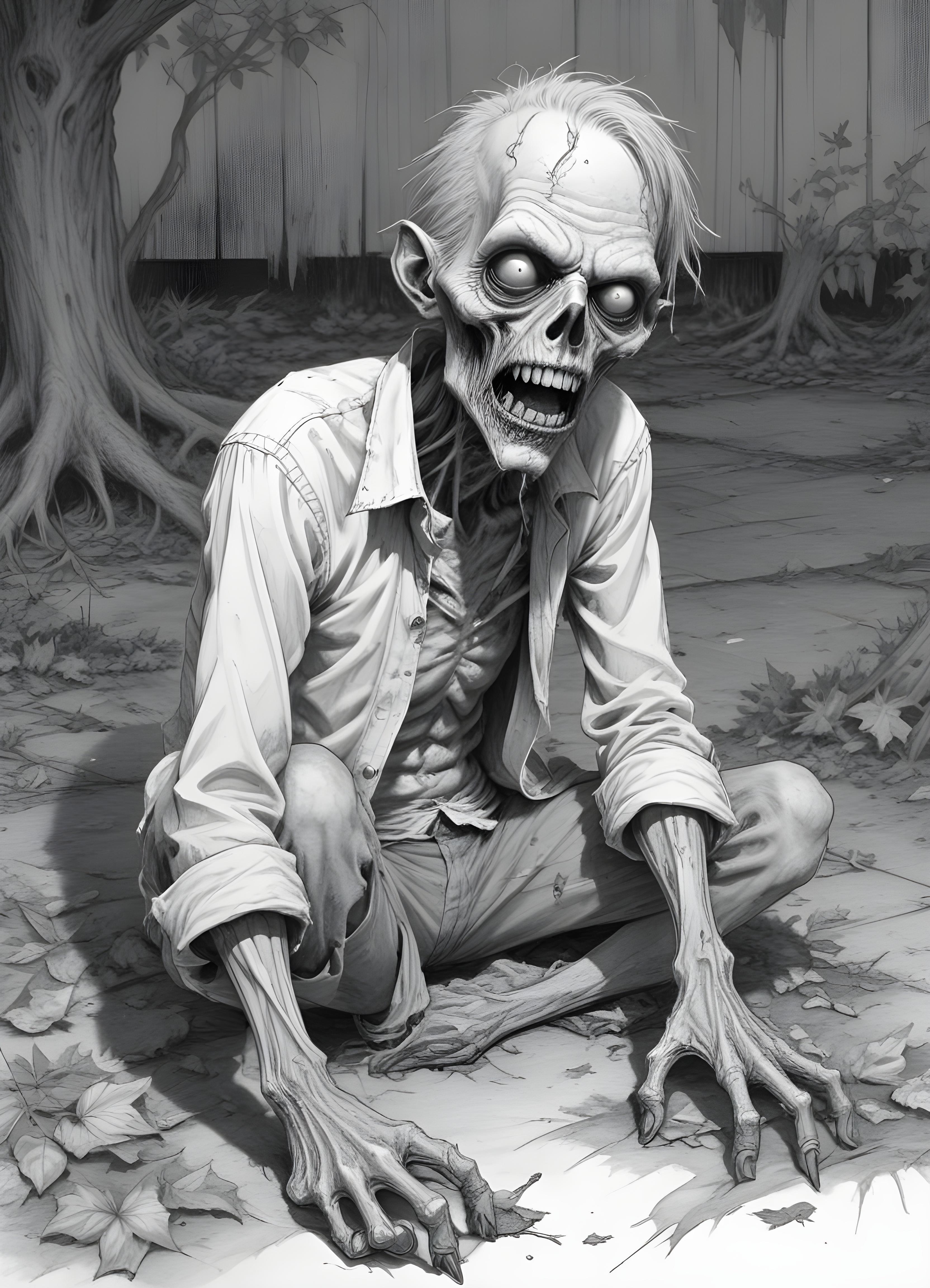 Detailed Zombie and Undead Horror Character Sketch Illustration Artwork