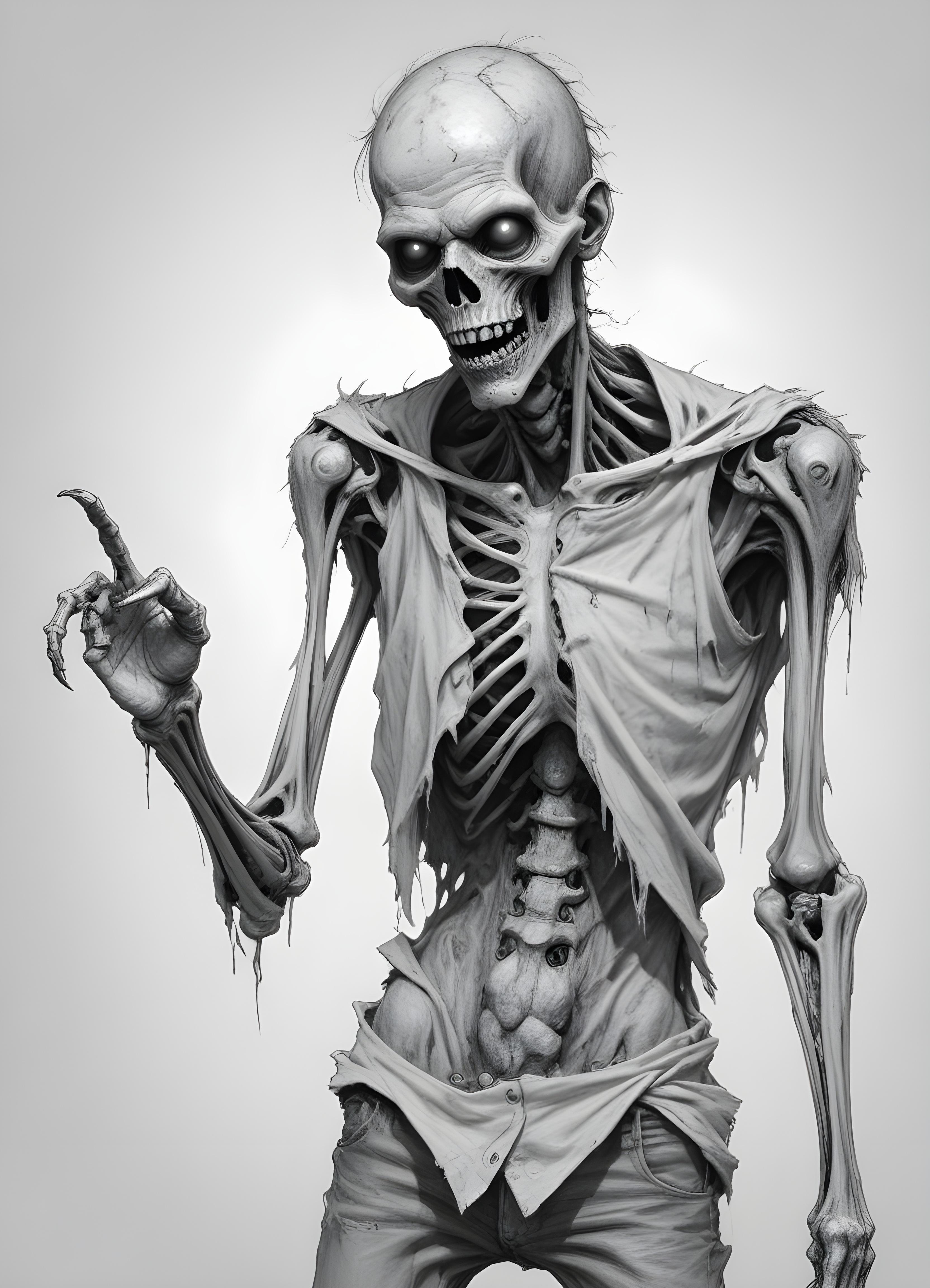 Detailed Zombie and Undead Horror Character Sketch Illustration Artwork