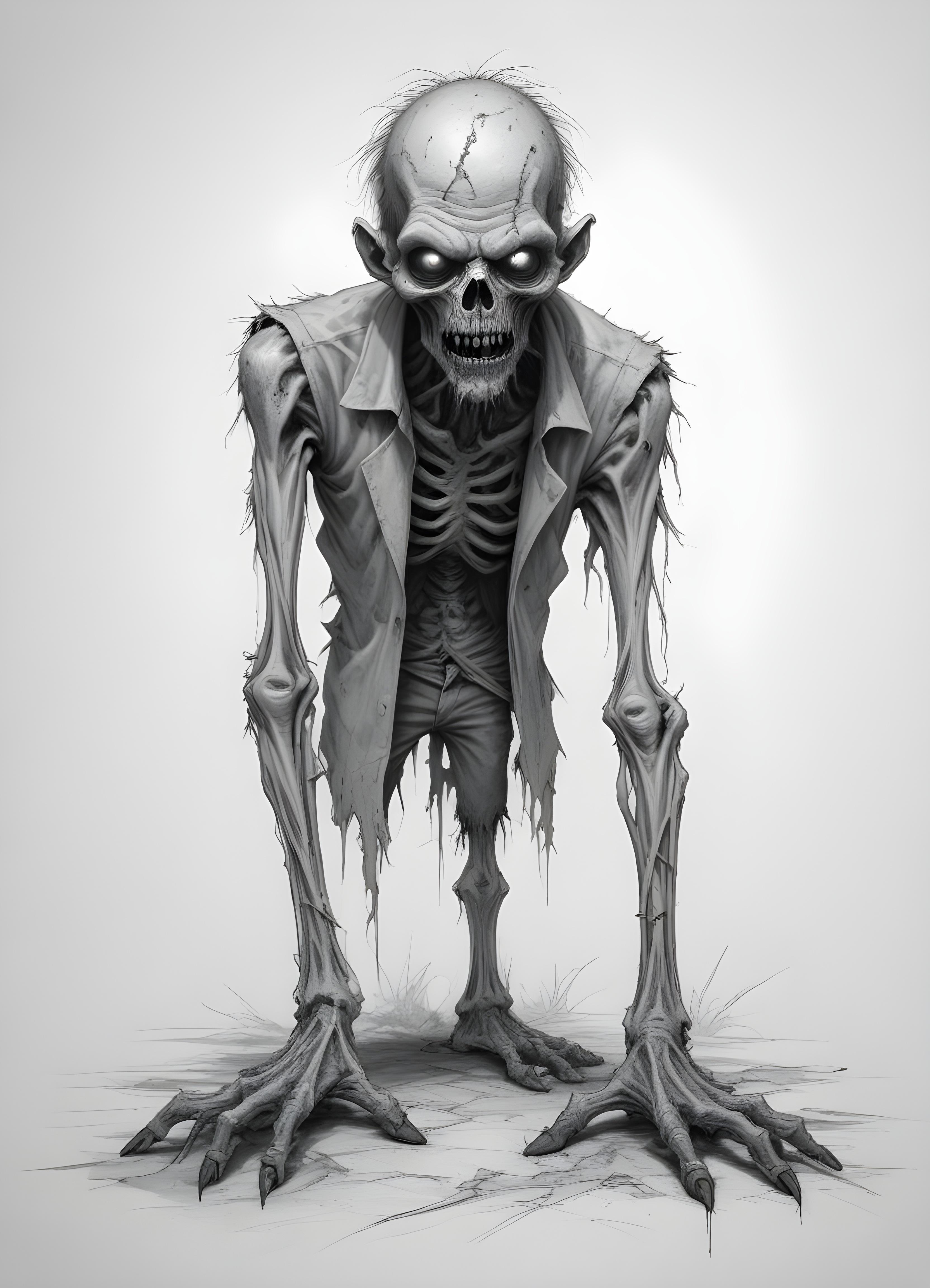 Detailed Zombie and Undead Horror Character Sketch Illustration Artwork