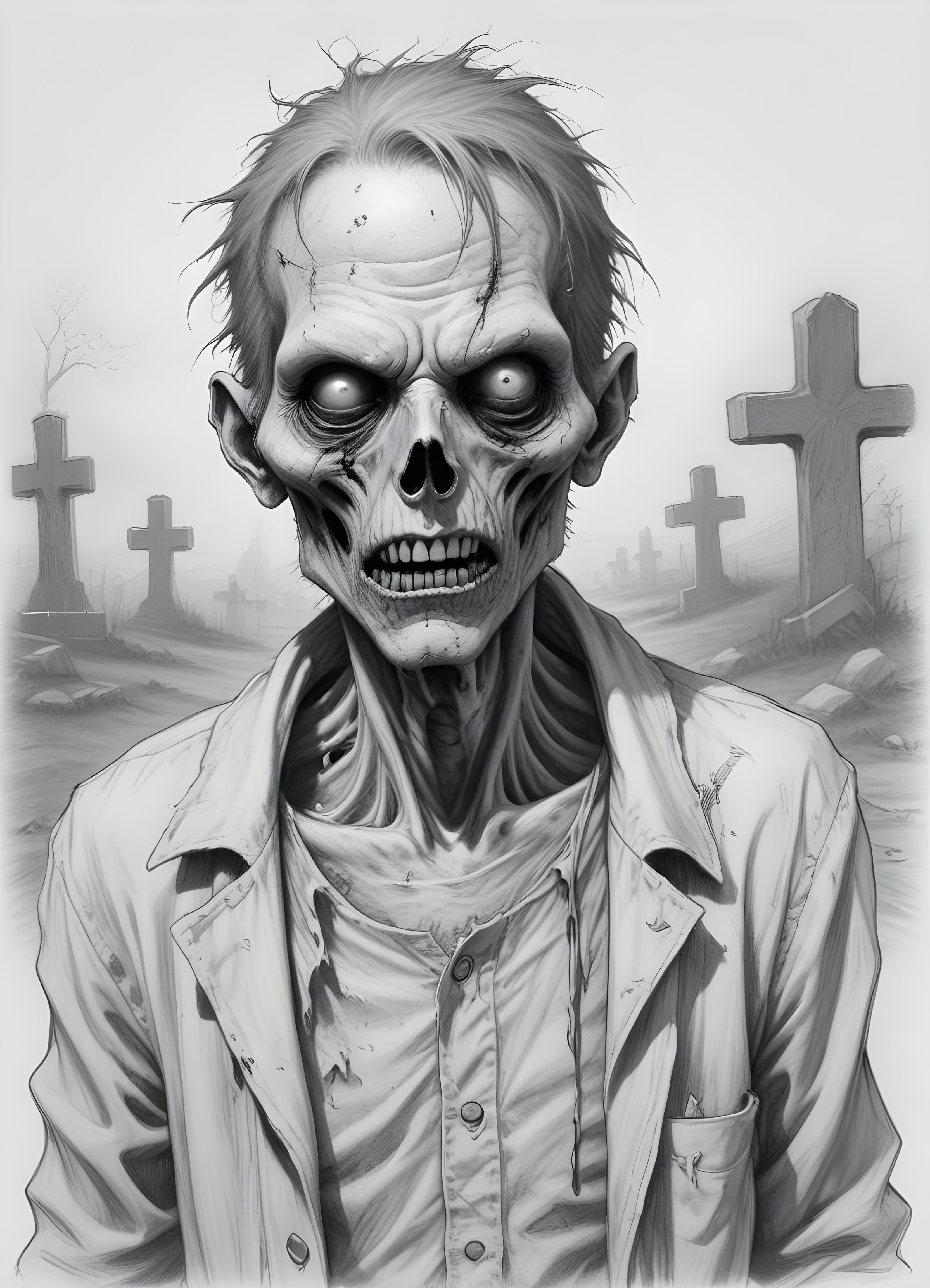 Detailed Zombie and Undead Horror Character Sketch Illustration Artwork