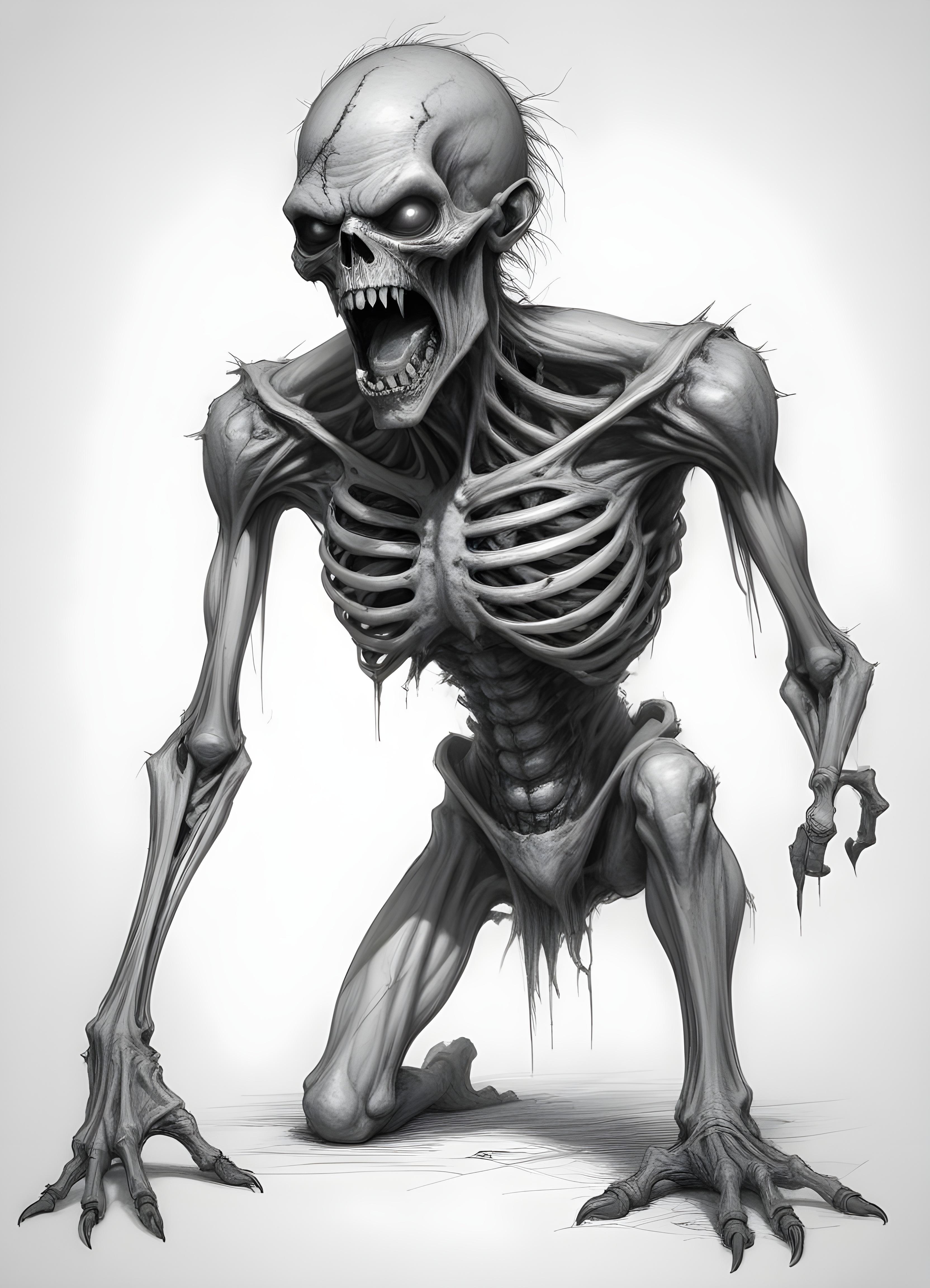 Detailed Zombie and Undead Horror Character Sketch Illustration Artwork