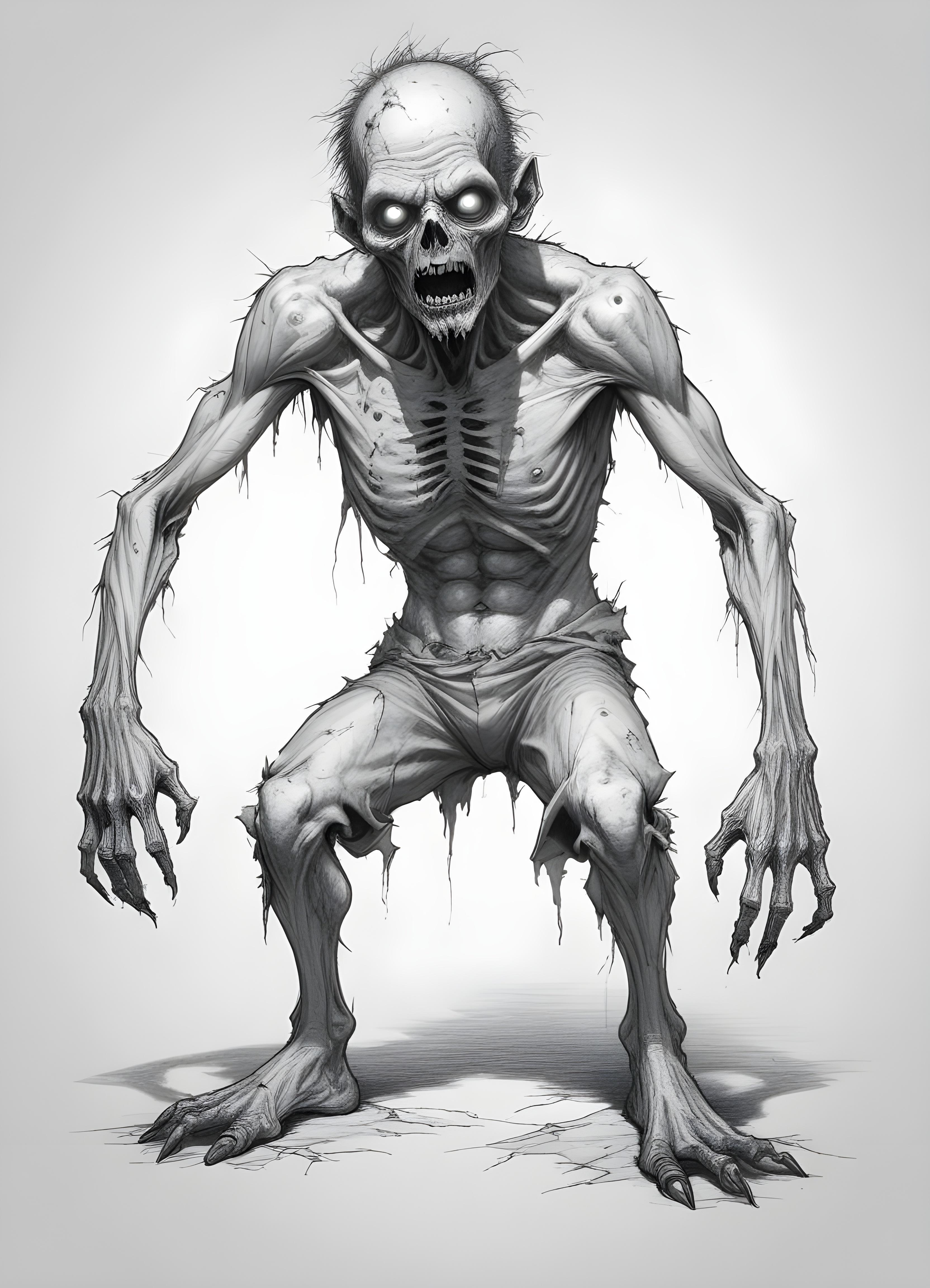 Detailed Zombie and Undead Horror Character Sketch Illustration Artwork
