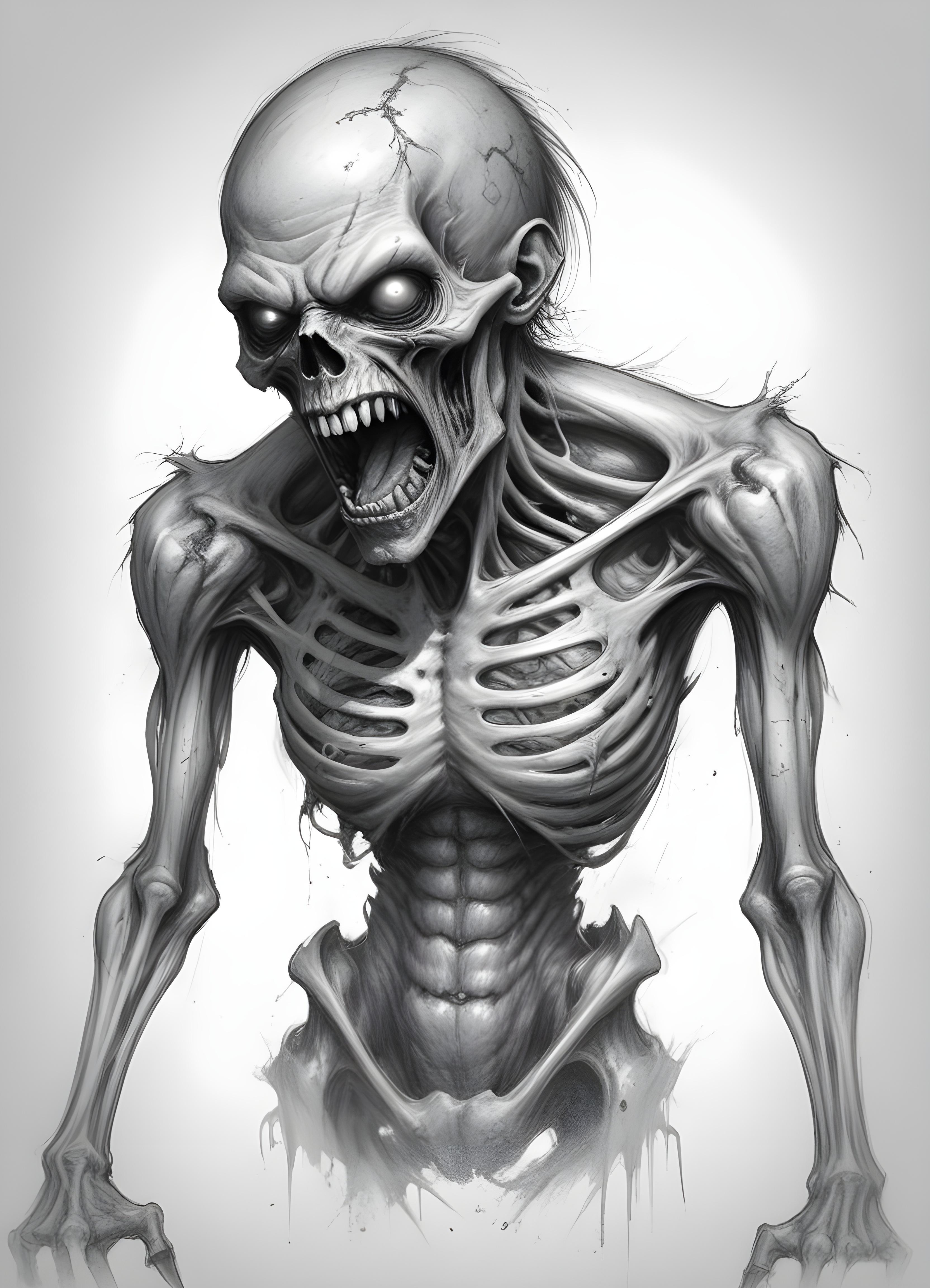 Detailed Zombie and Undead Horror Character Sketch Illustration Artwork