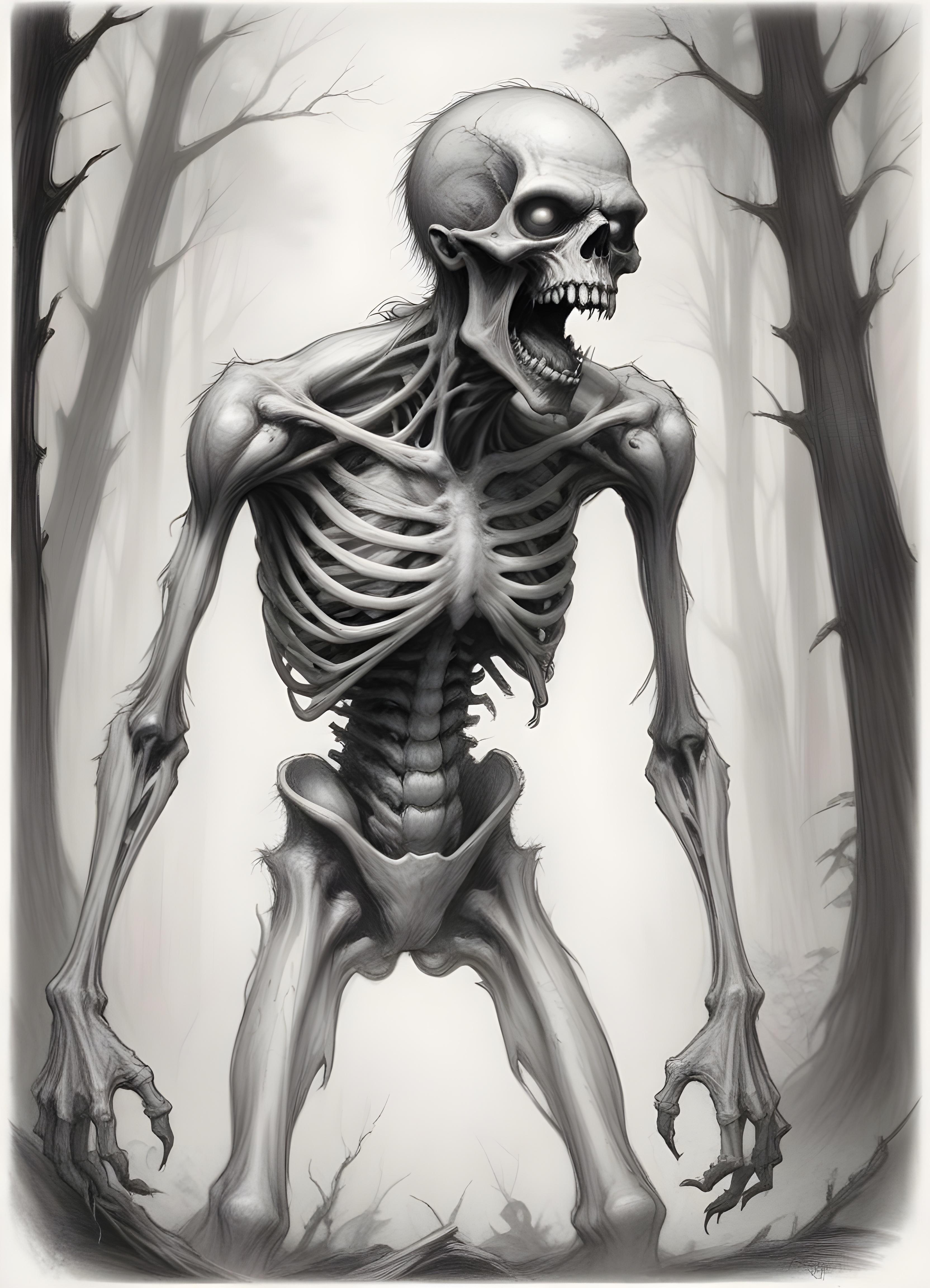 Detailed Zombie and Undead Horror Character Sketch Illustration Artwork