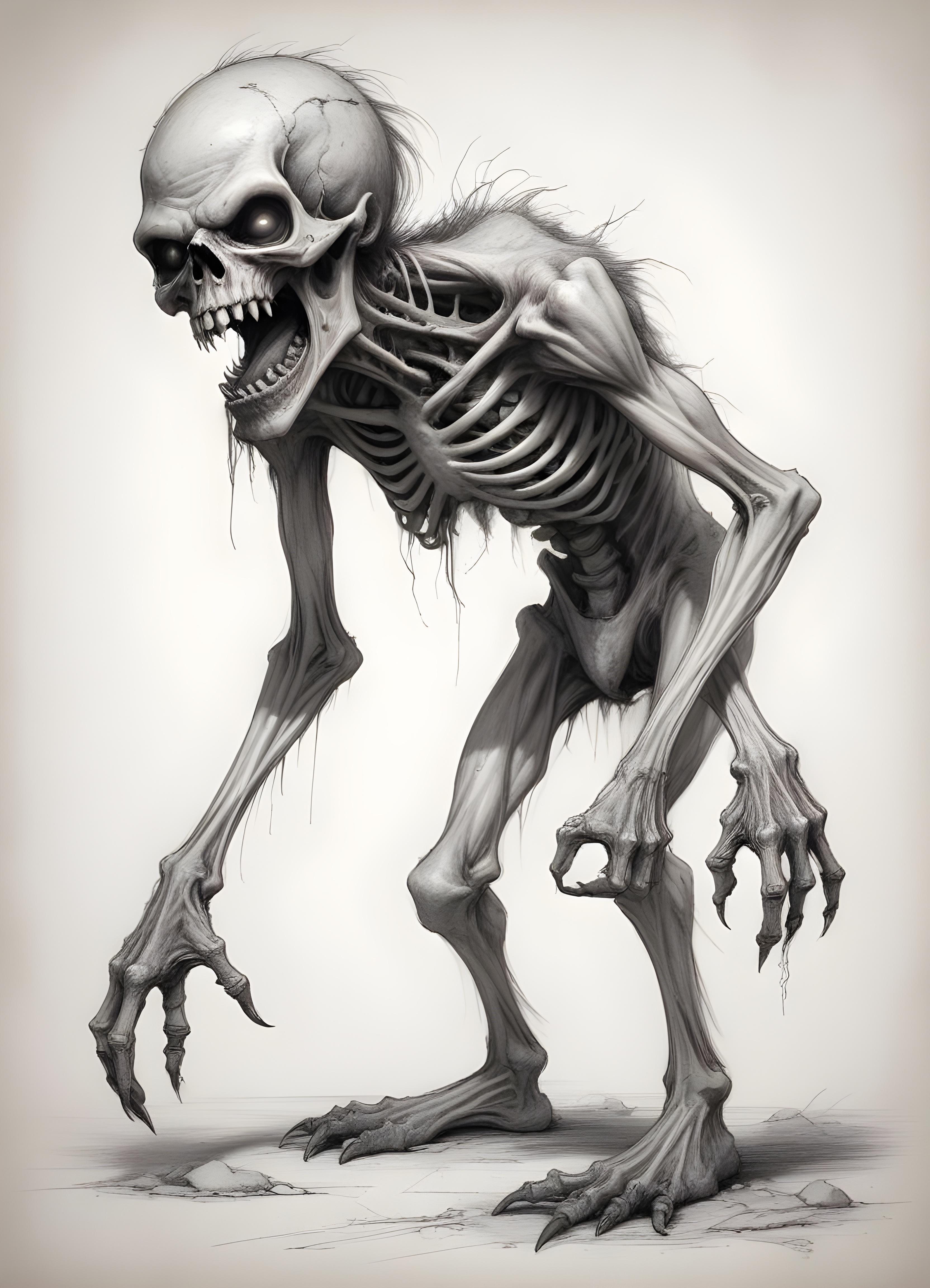 Detailed Zombie and Undead Horror Character Sketch Illustration Artwork