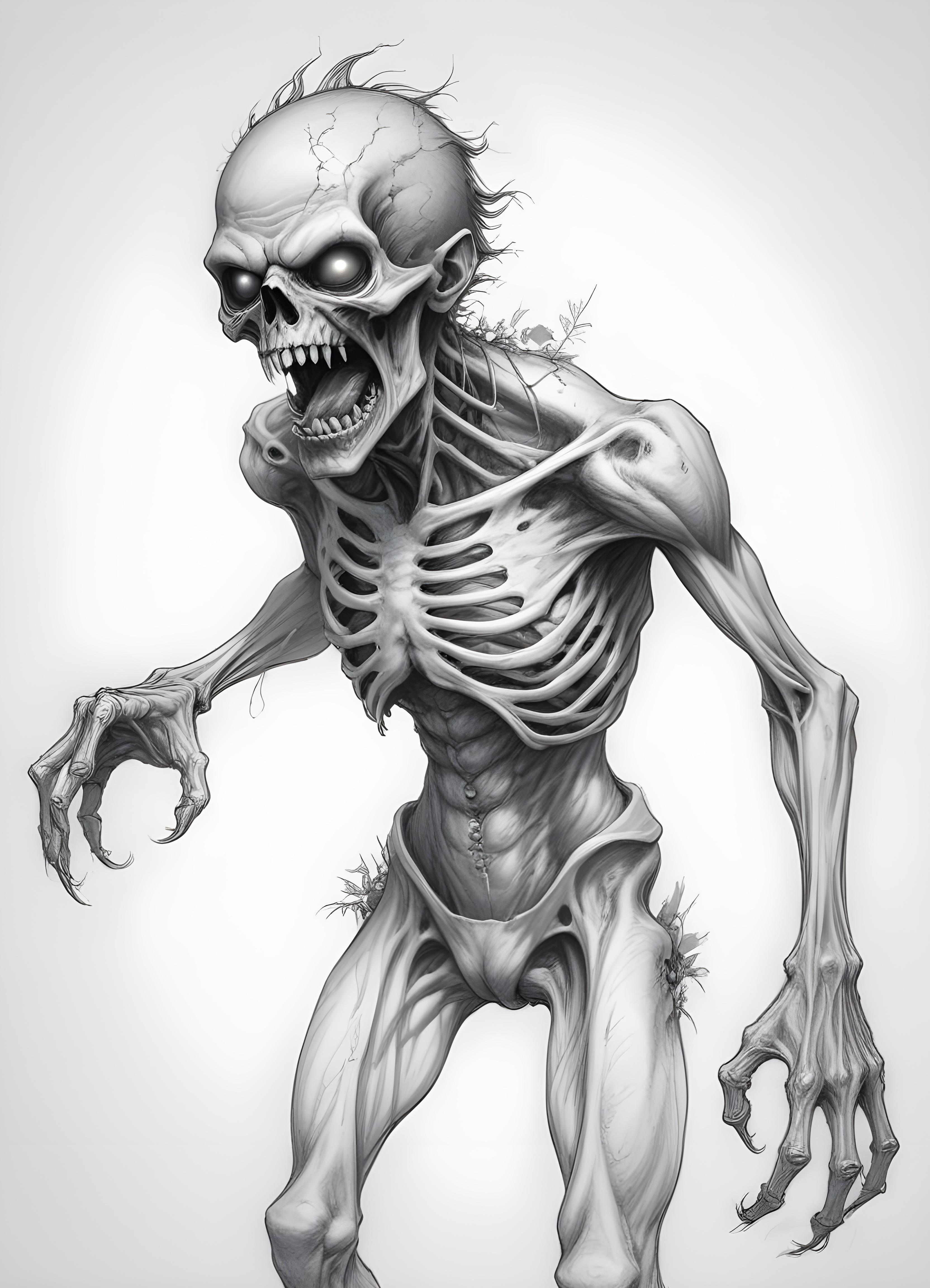Detailed Zombie and Undead Horror Character Sketch Illustration Artwork