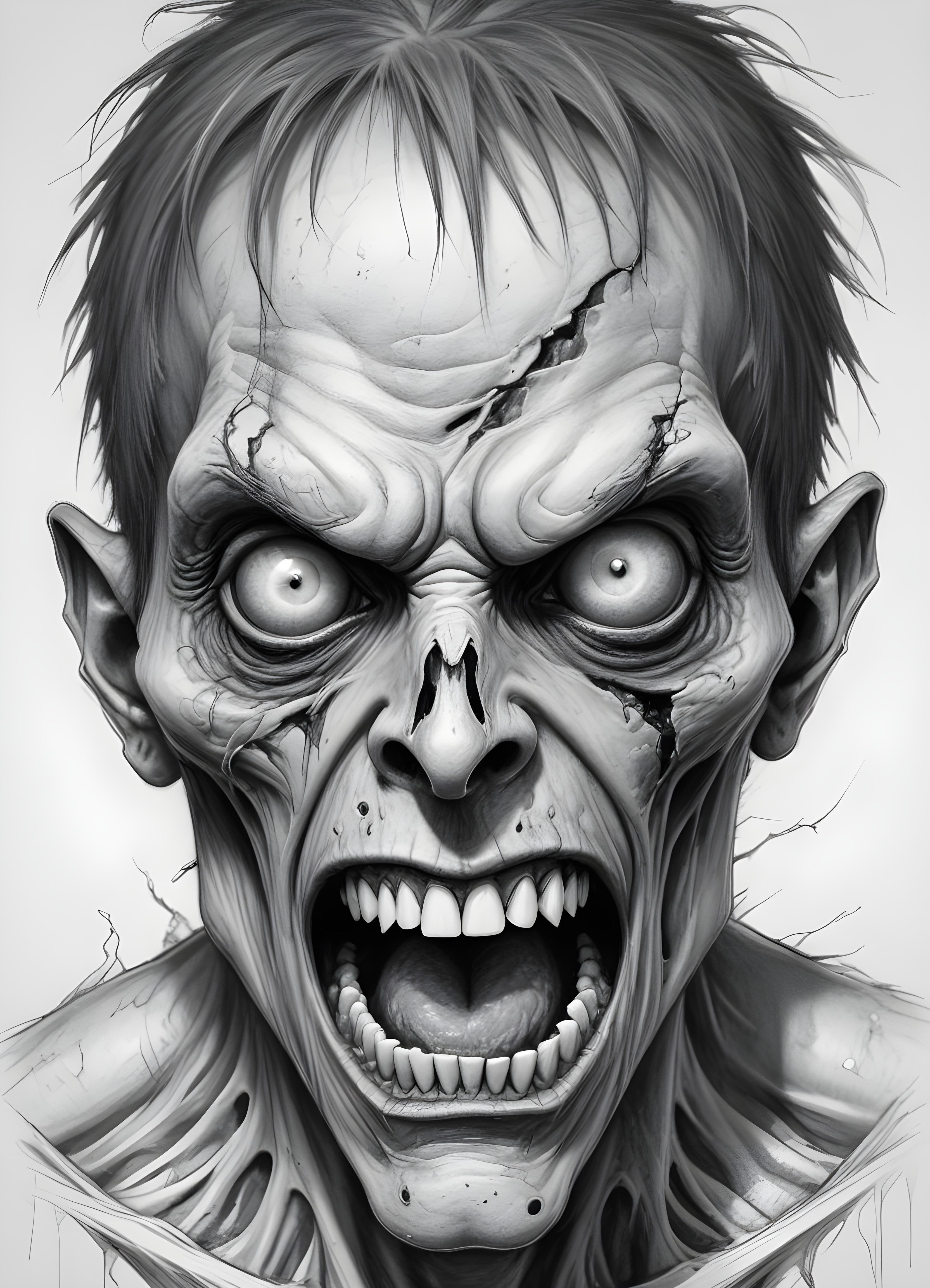 Detailed Zombie and Undead Horror Character Sketch Illustration Artwork