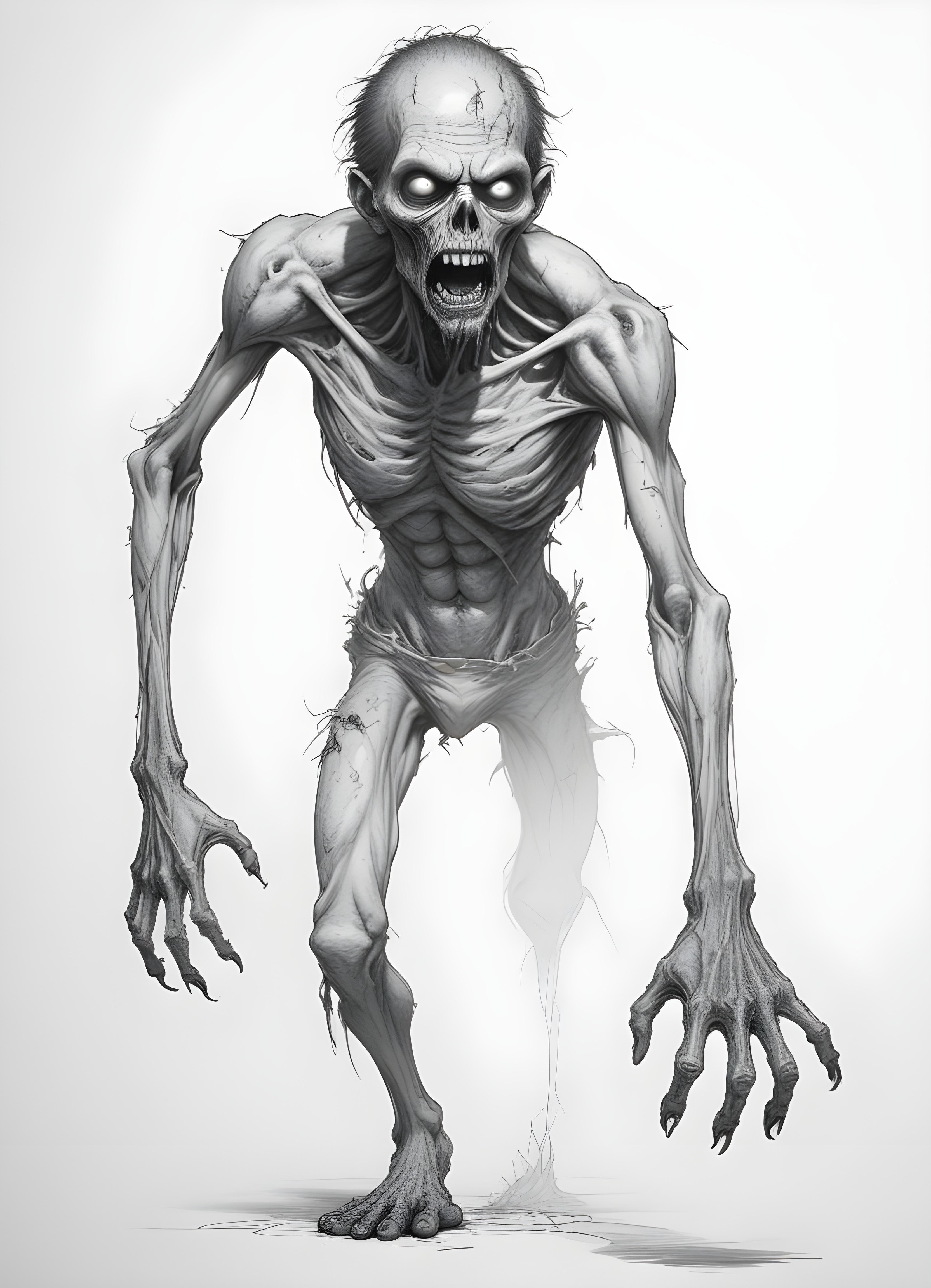 Detailed Zombie and Undead Horror Character Sketch Illustration Artwork