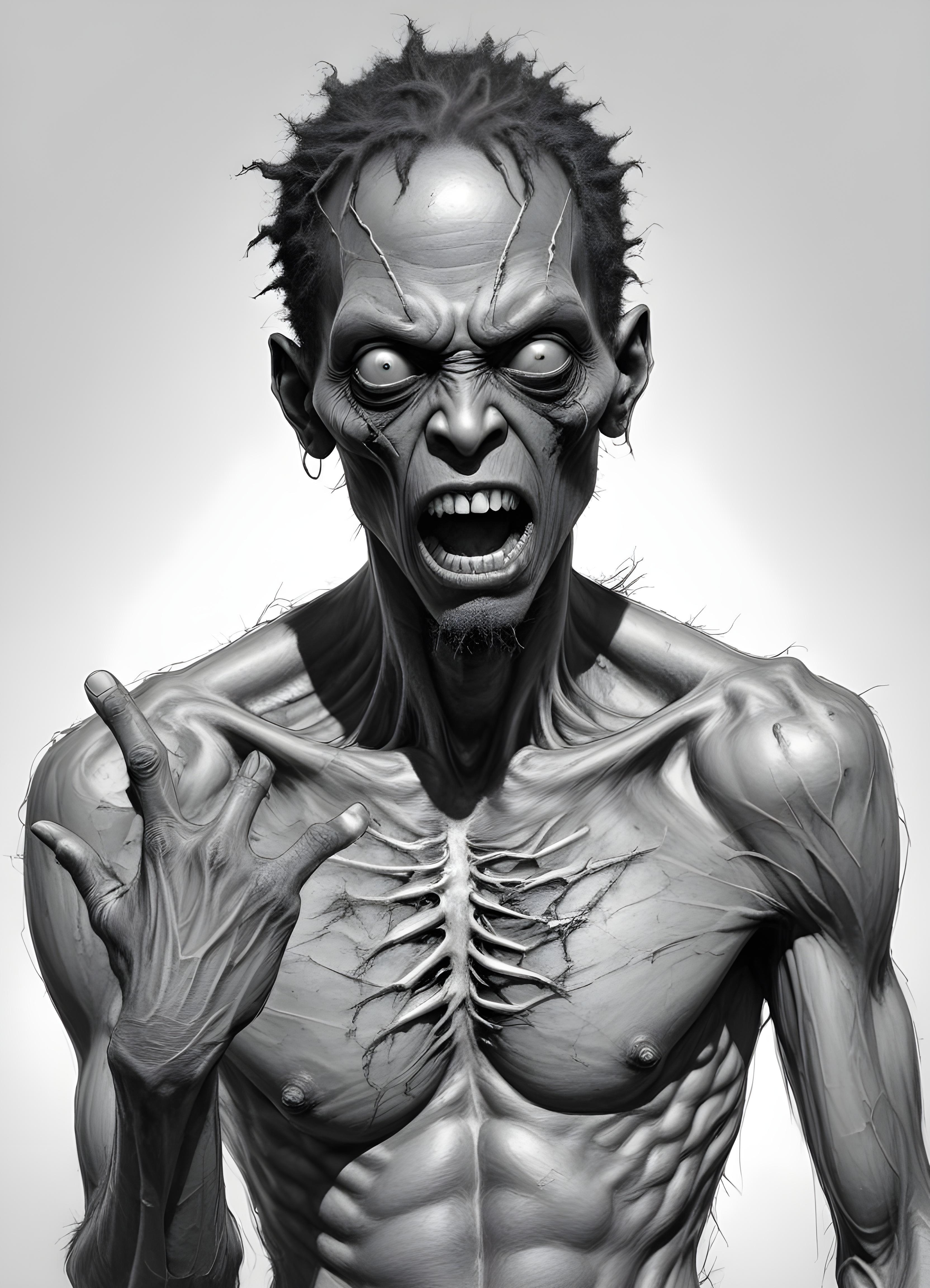 Detailed Zombie and Undead Horror Character Sketch Illustration Artwork