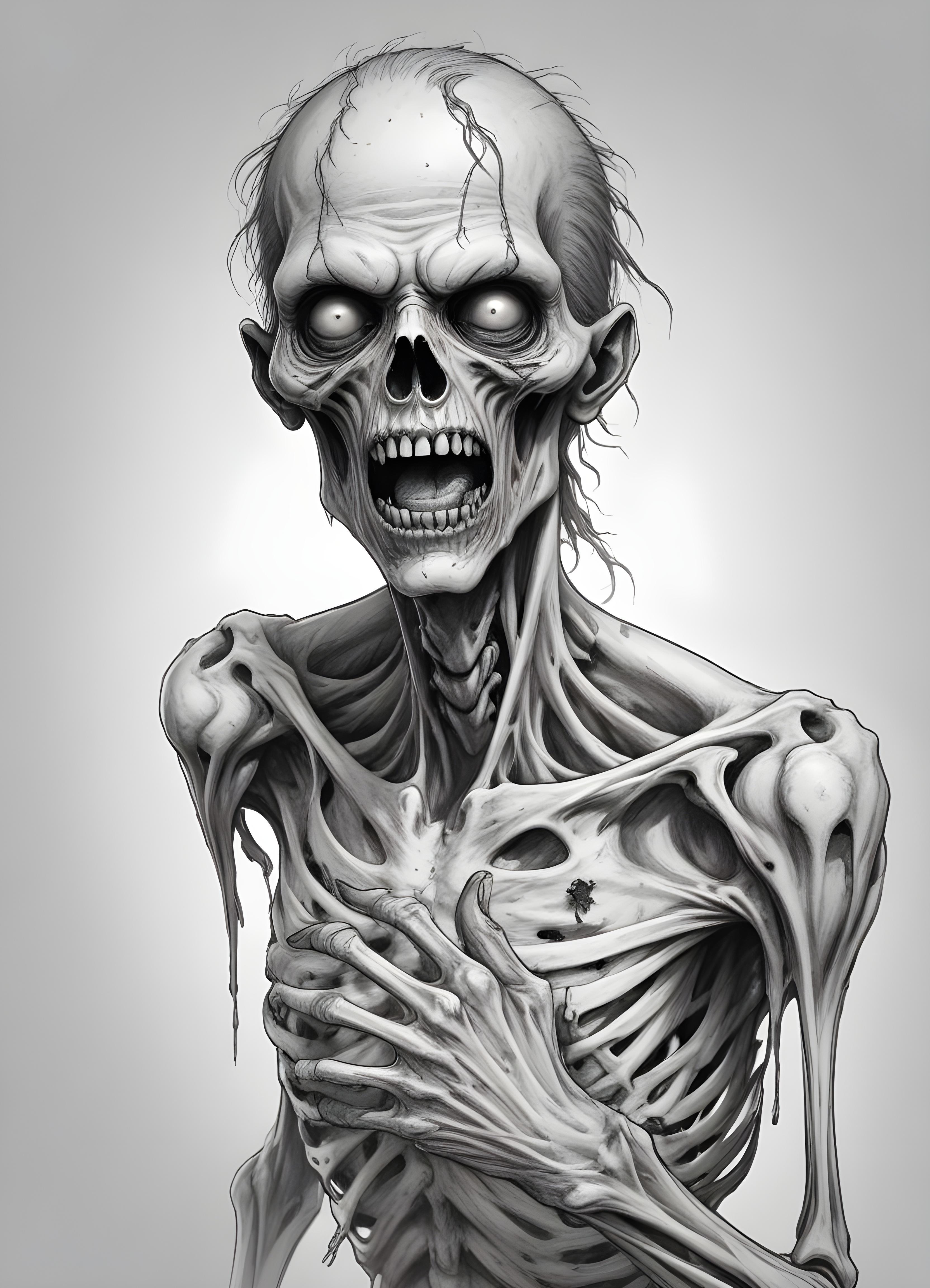Detailed Zombie and Undead Horror Character Sketch Illustration Artwork