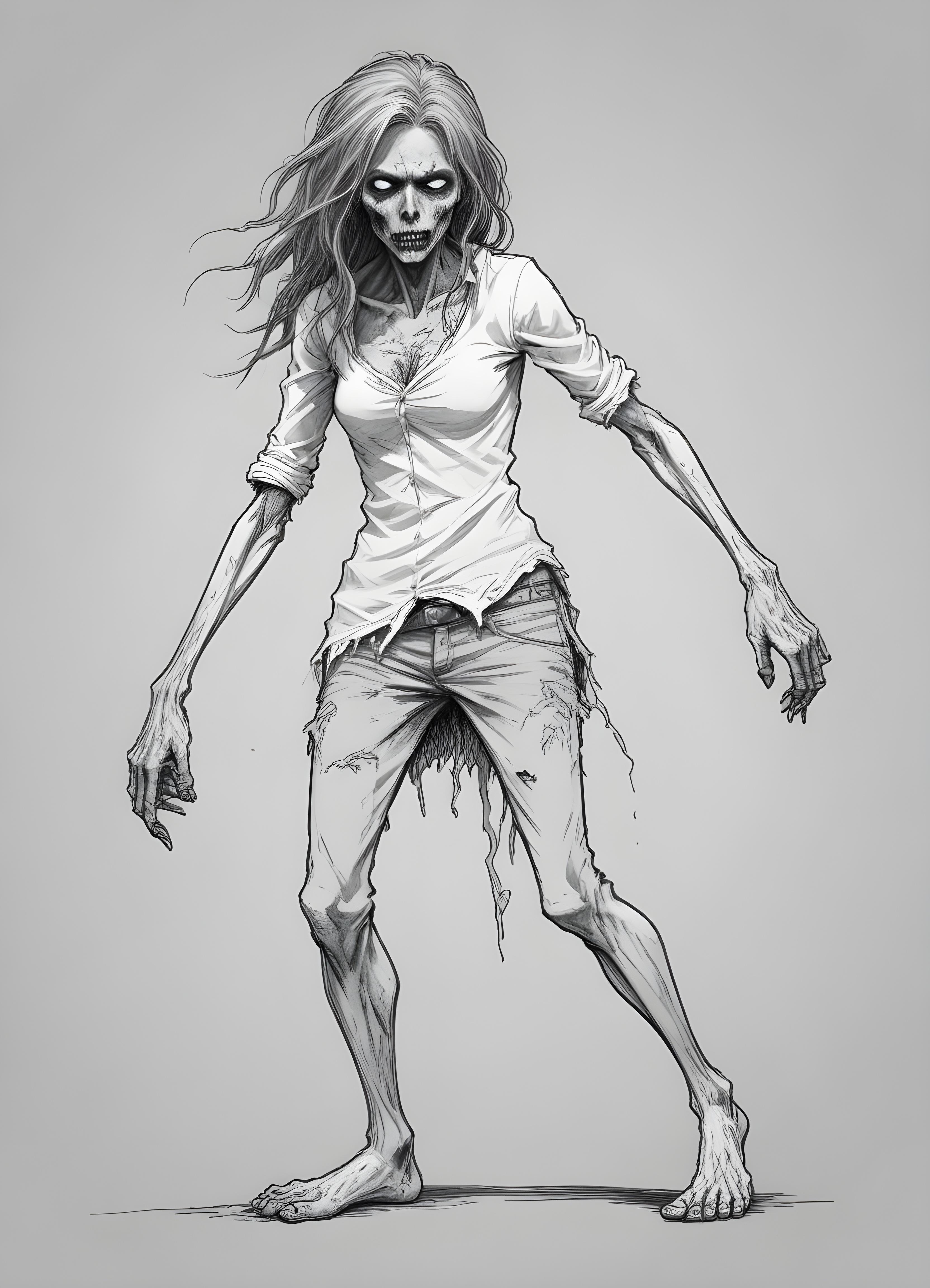 Detailed Zombie and Undead Horror Character Sketch Illustration Artwork