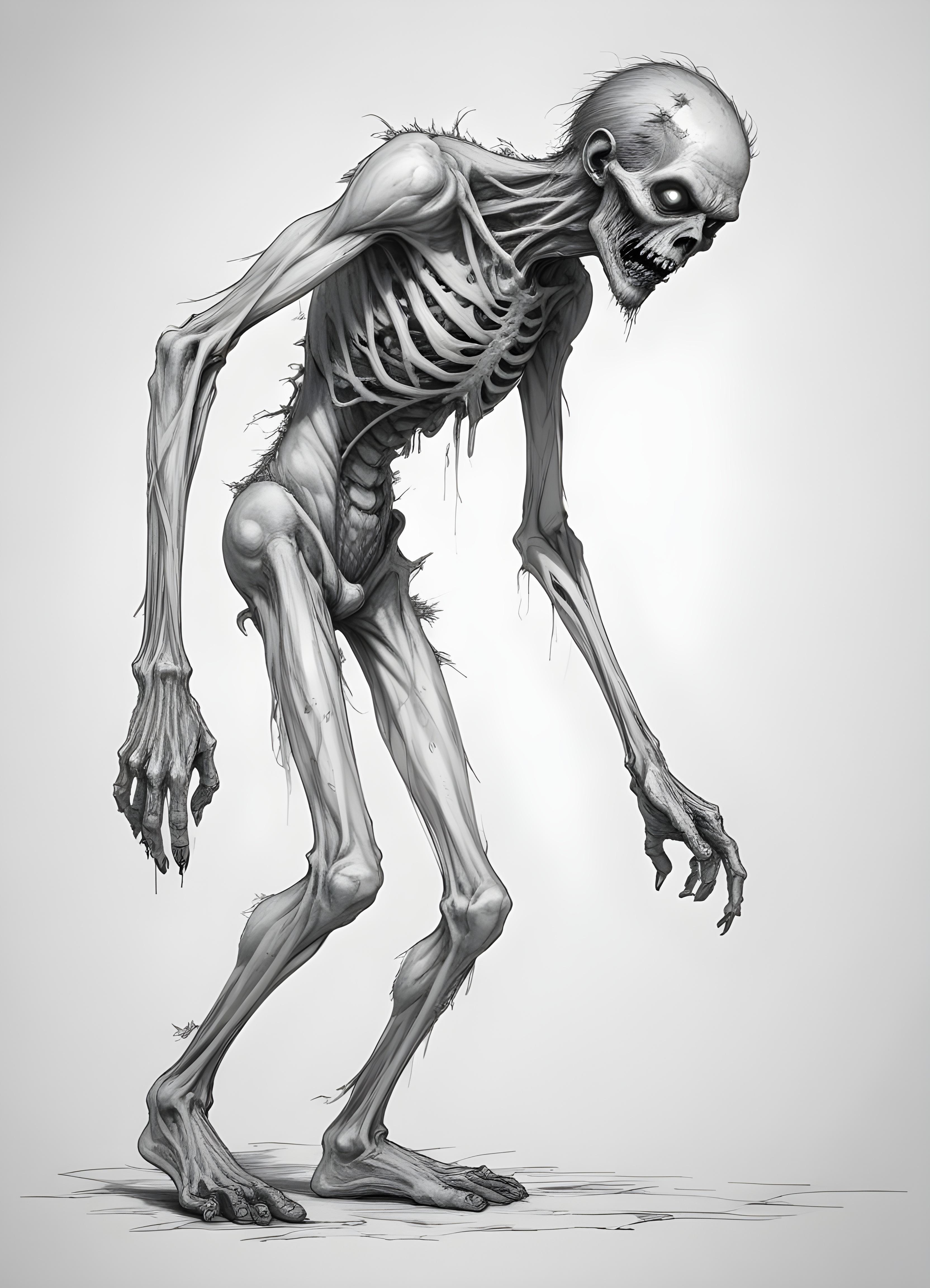 Detailed Zombie and Undead Horror Character Sketch Illustration Artwork