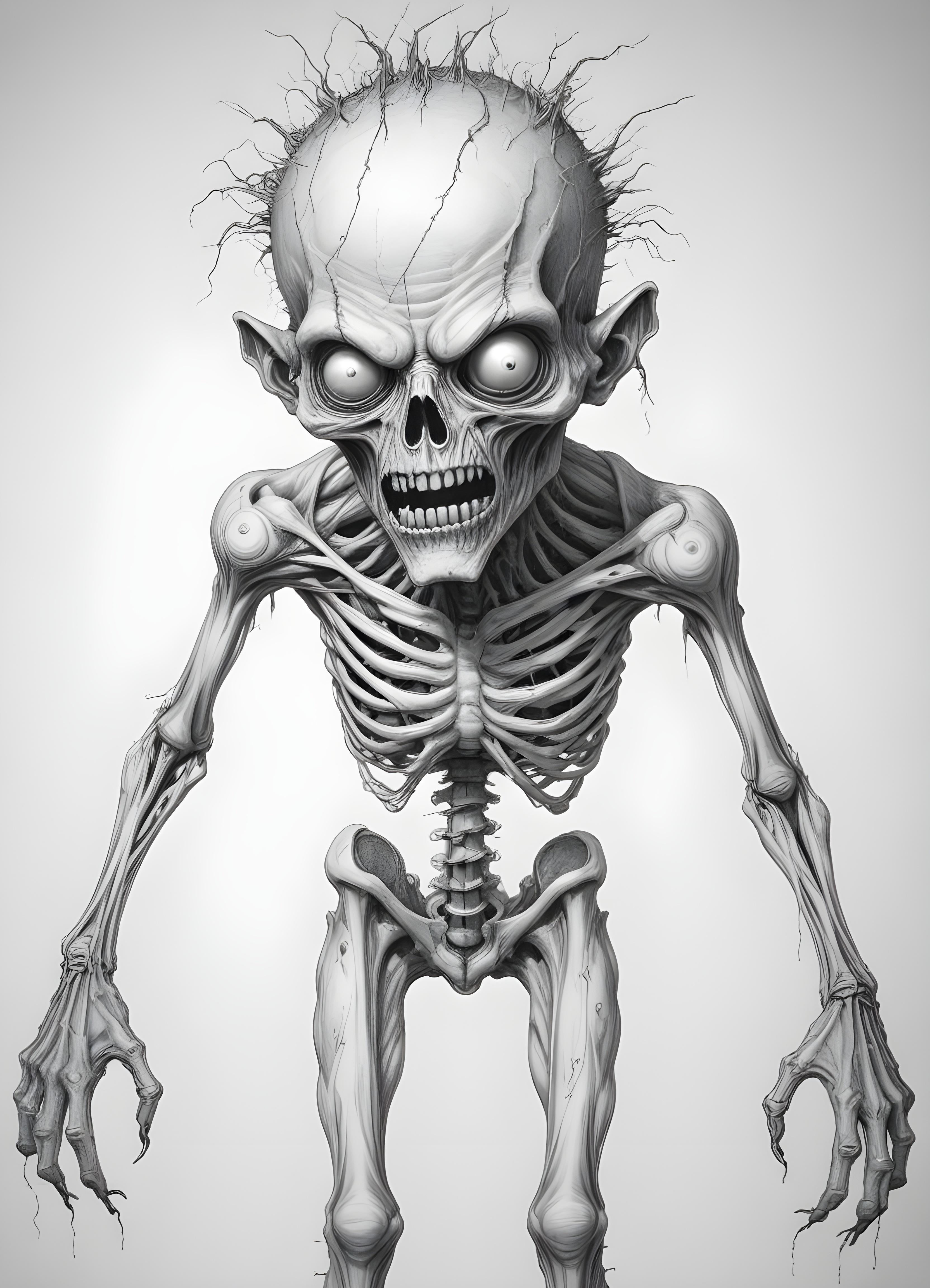 Detailed Zombie and Undead Horror Character Sketch Illustration Artwork