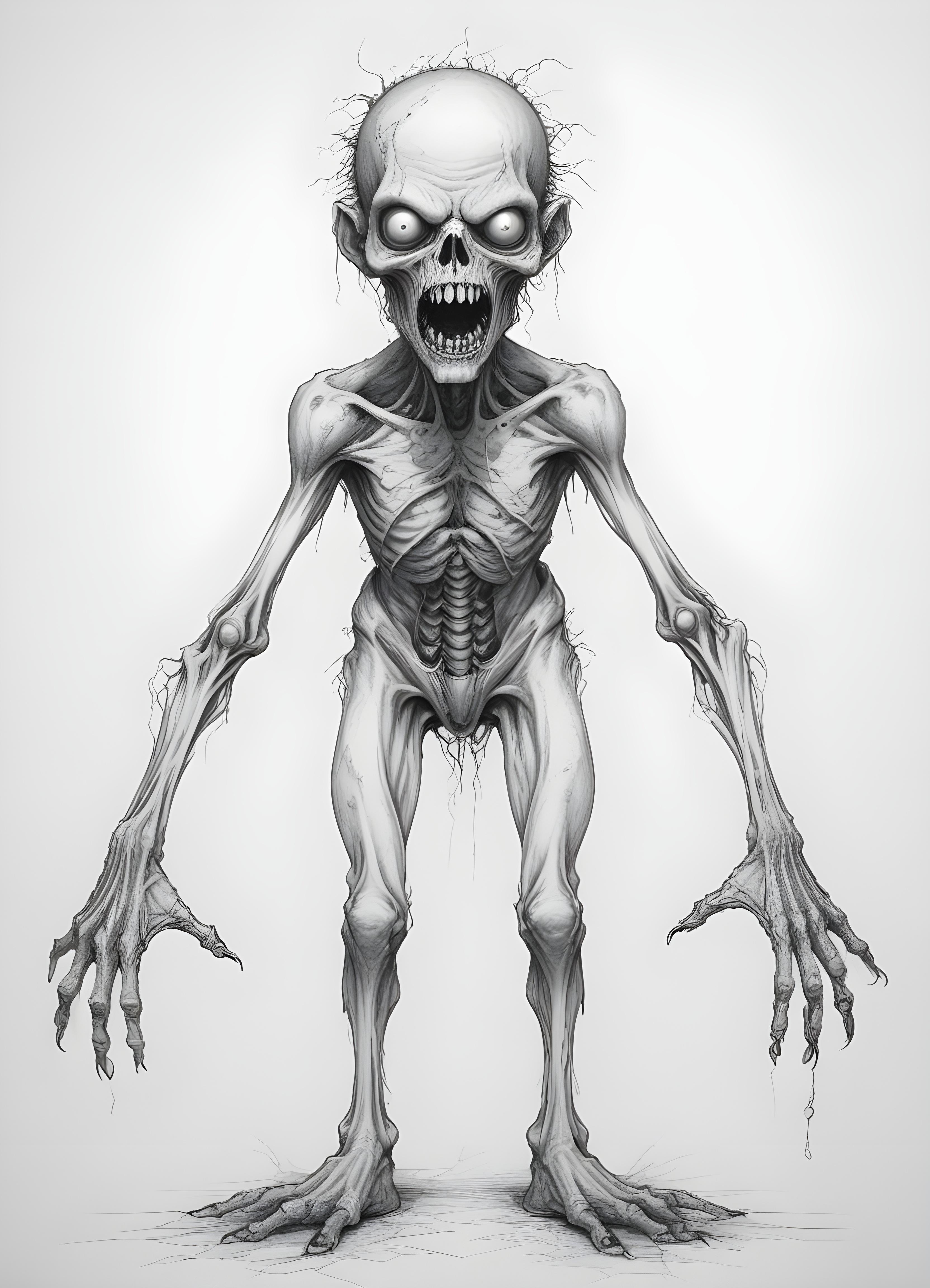 Detailed Zombie and Undead Horror Character Sketch Illustration Artwork