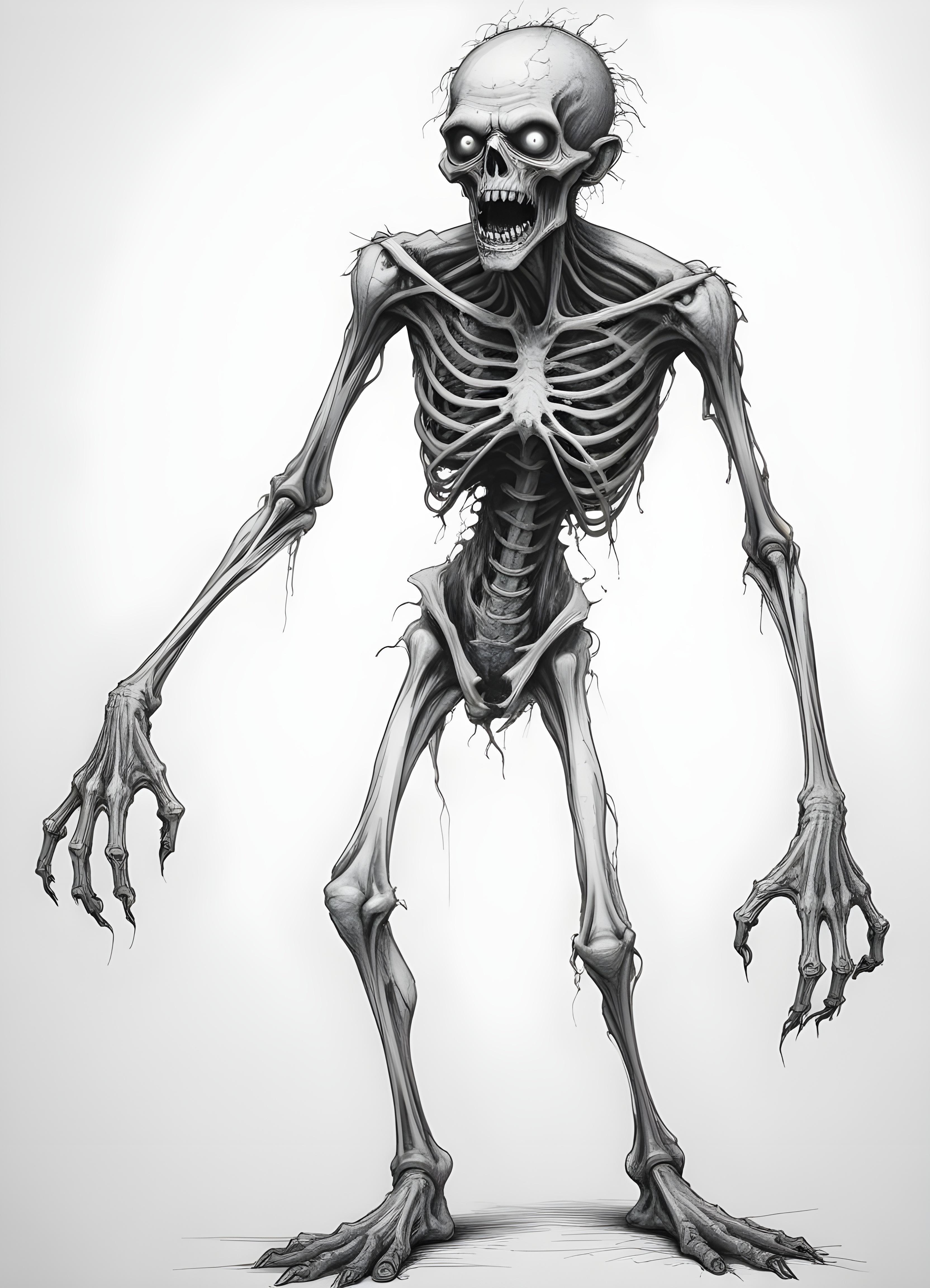 Detailed Zombie and Undead Horror Character Sketch Illustration Artwork