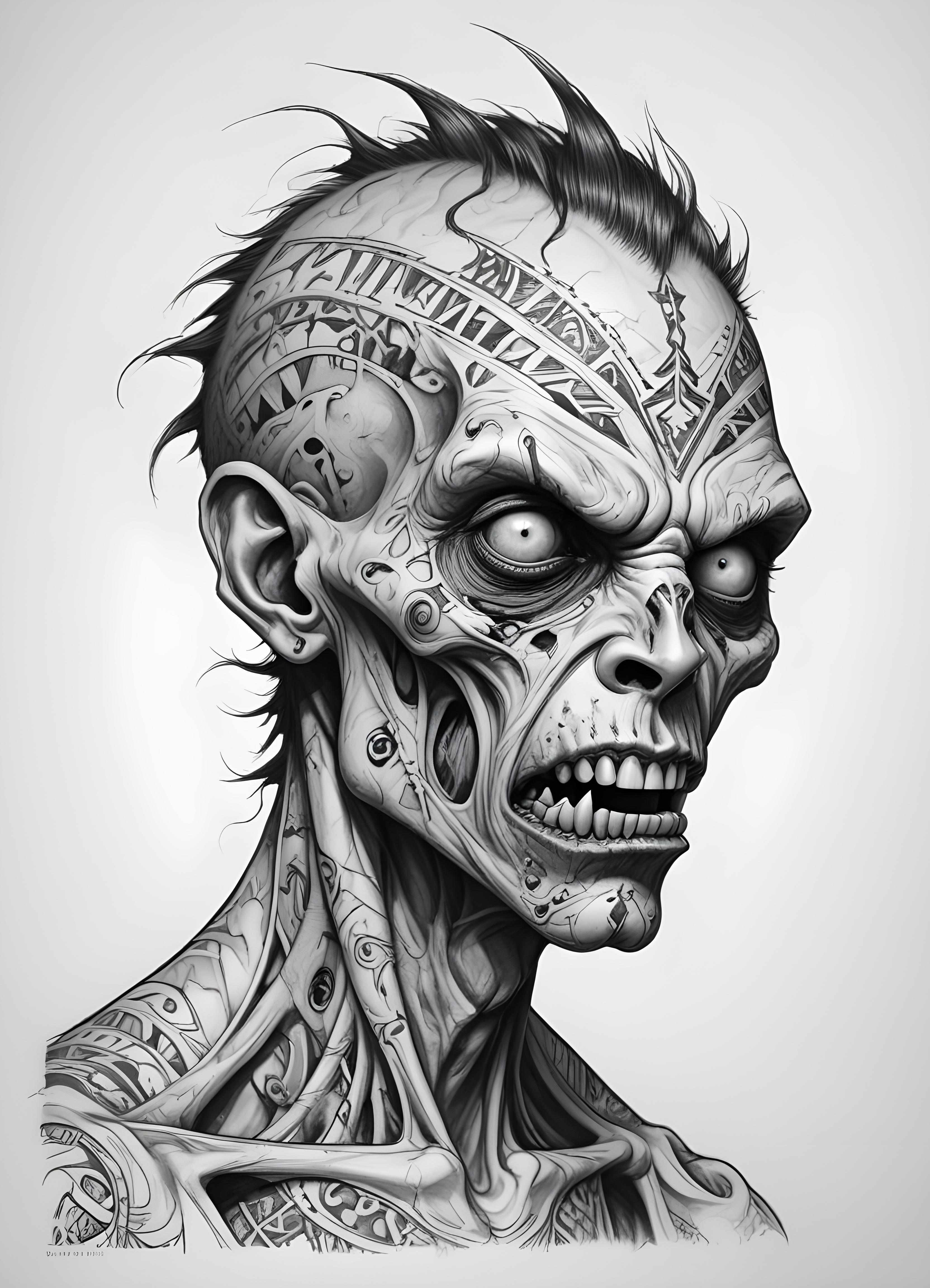 Detailed Zombie and Undead Horror Character Sketch Illustration Artwork