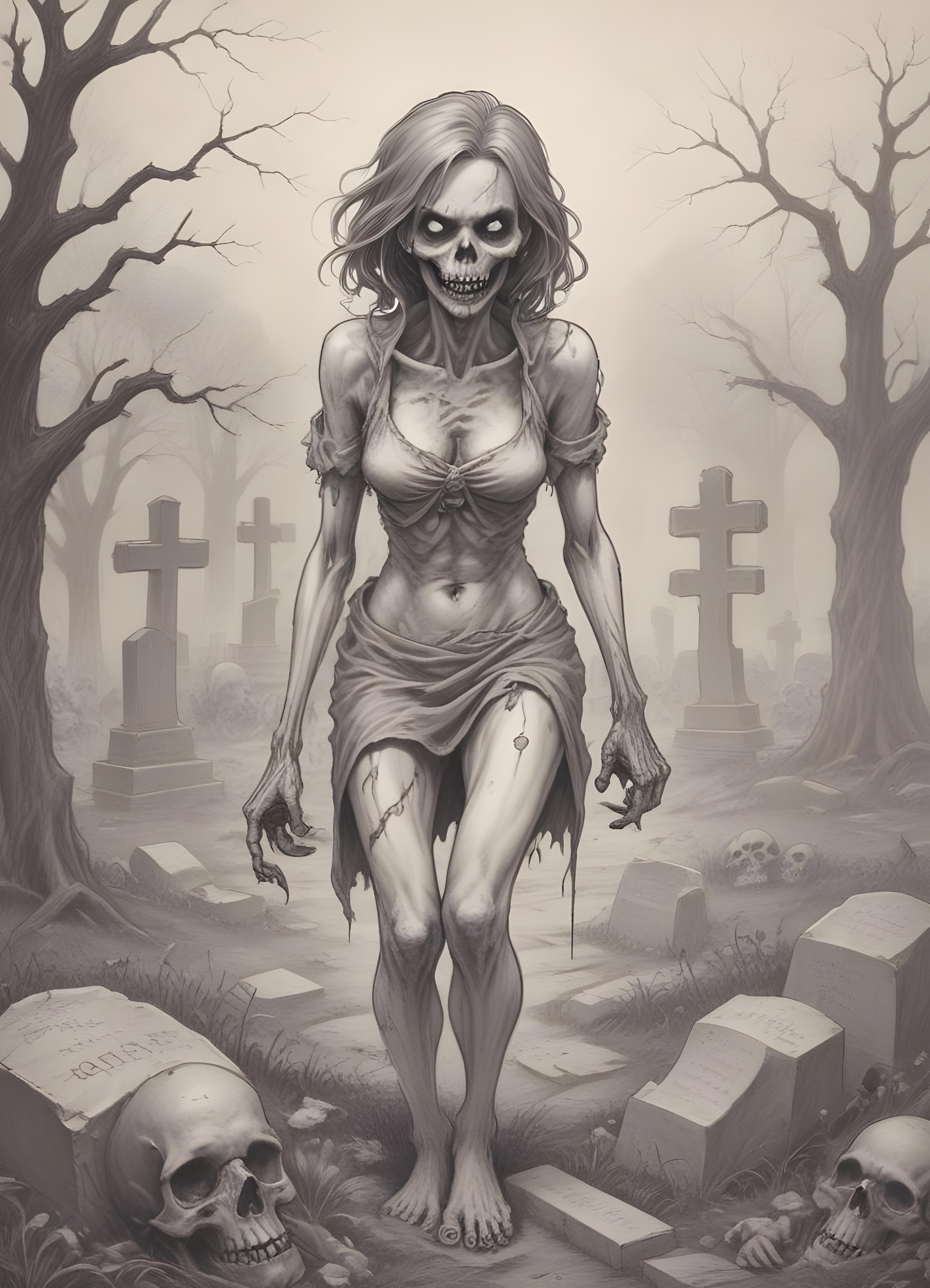 Detailed Zombie and Undead Horror Character Sketch Illustration Artwork