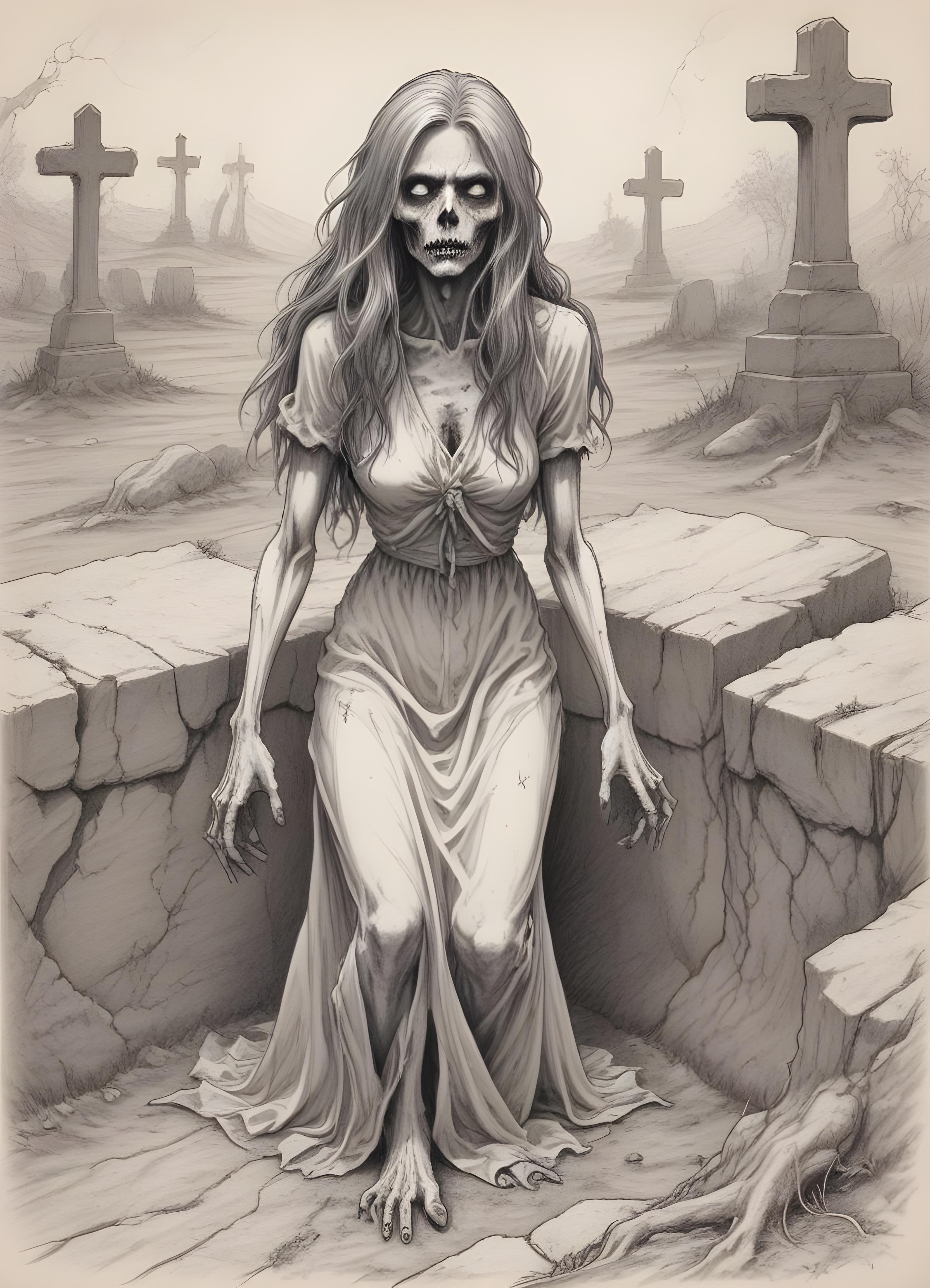 Detailed Zombie and Undead Horror Character Sketch Illustration Artwork